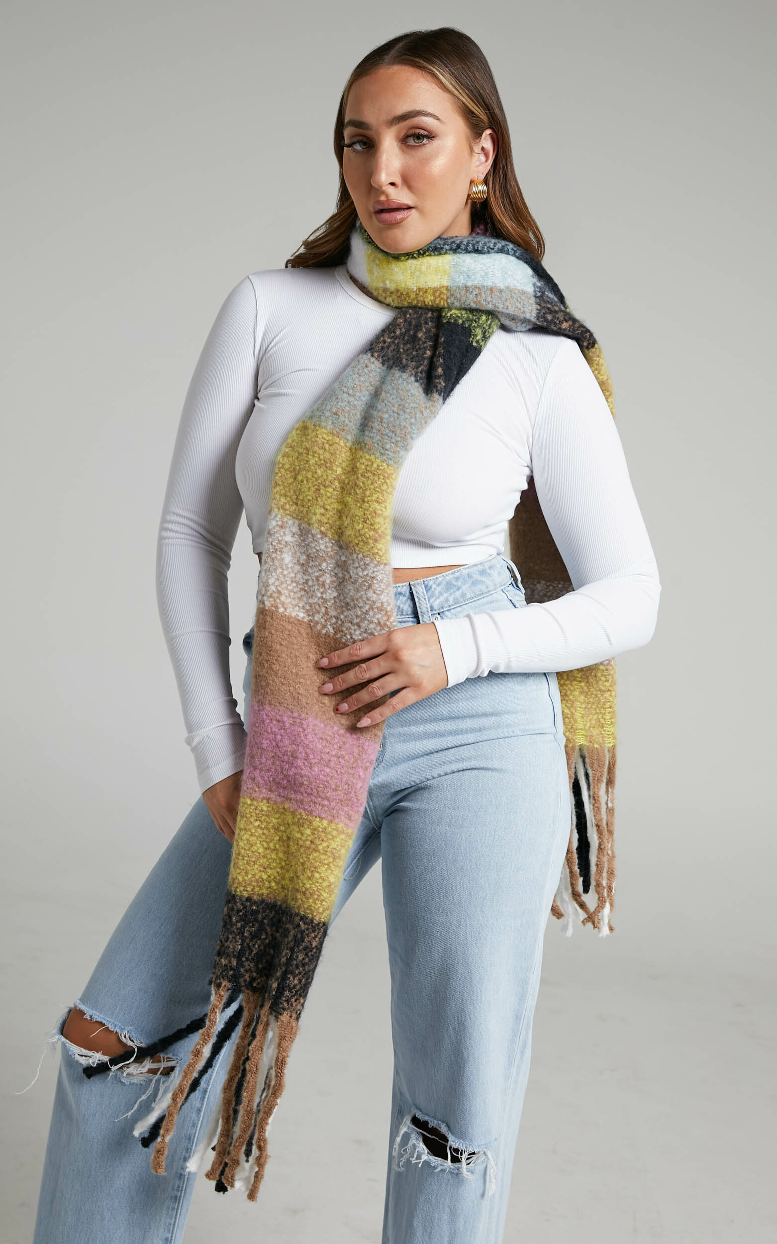 Theoris Check Scarf in Multi - OneSize, MLT1, hi-res image number null