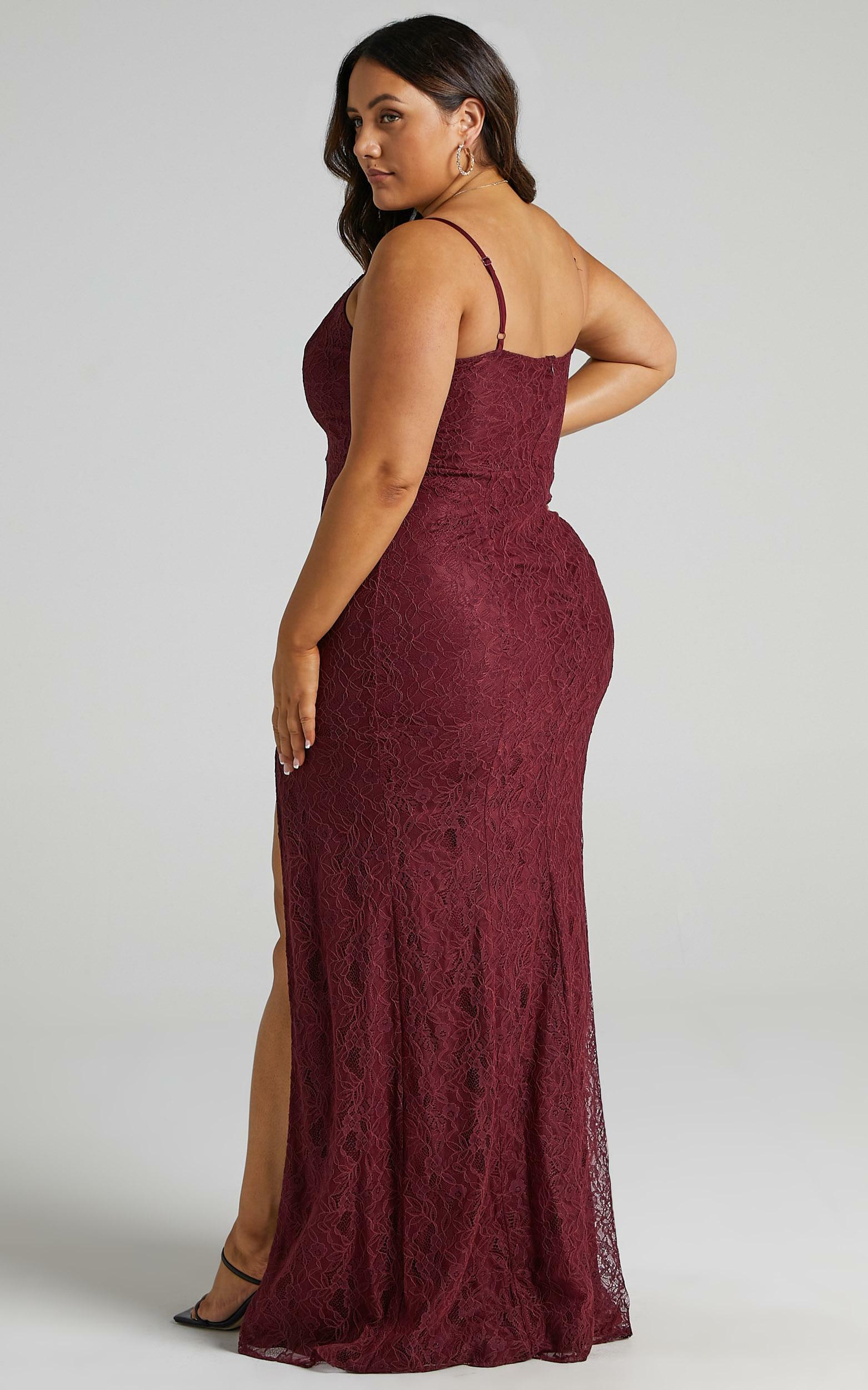 Always Extra Split Maxi Dress in Wine Lace - 20, WNE5, hi-res image number null