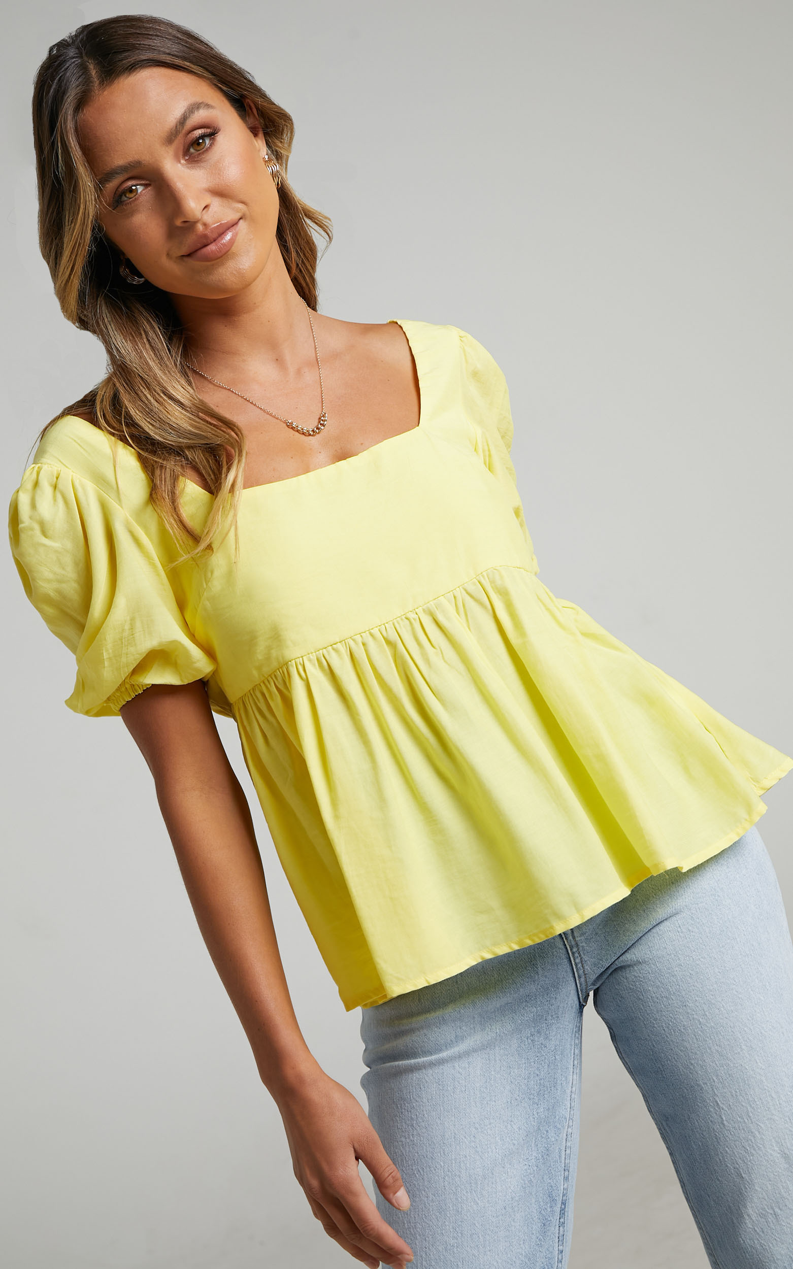 Orion Babydoll Top in Butter Yellow - 06, YEL2, hi-res image number null