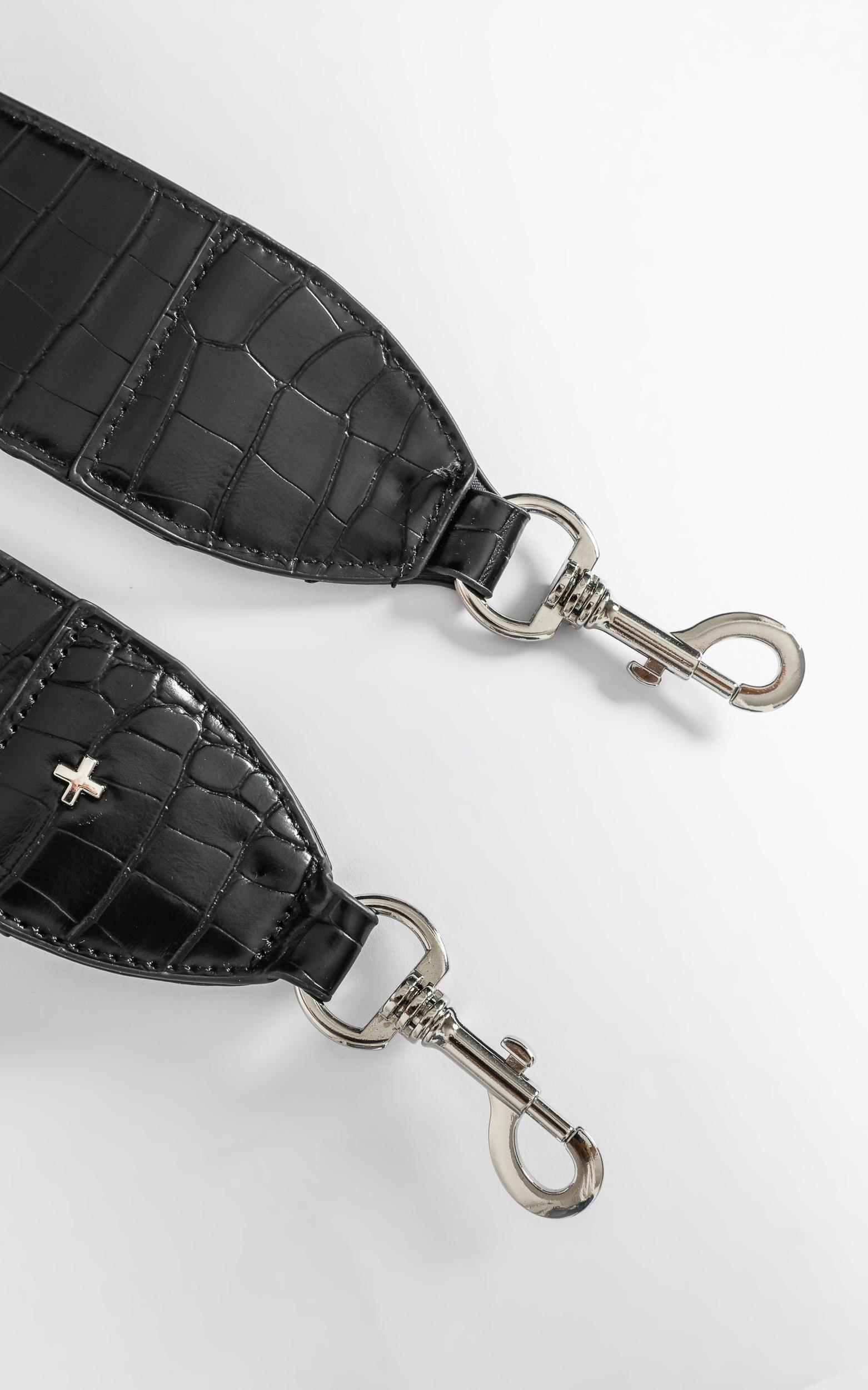 Peta and Jain - Ramone Bag Strap in Black Croc | Showpo