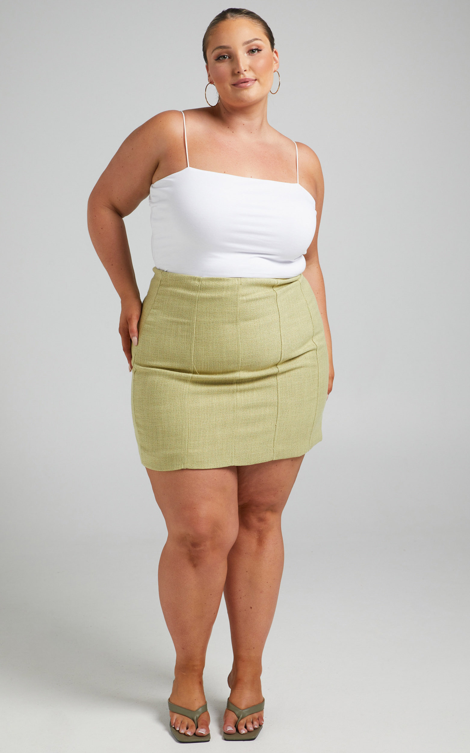 Miree Mini Panelled Tweed Skirt in Green - 04, GRN2, hi-res image number null