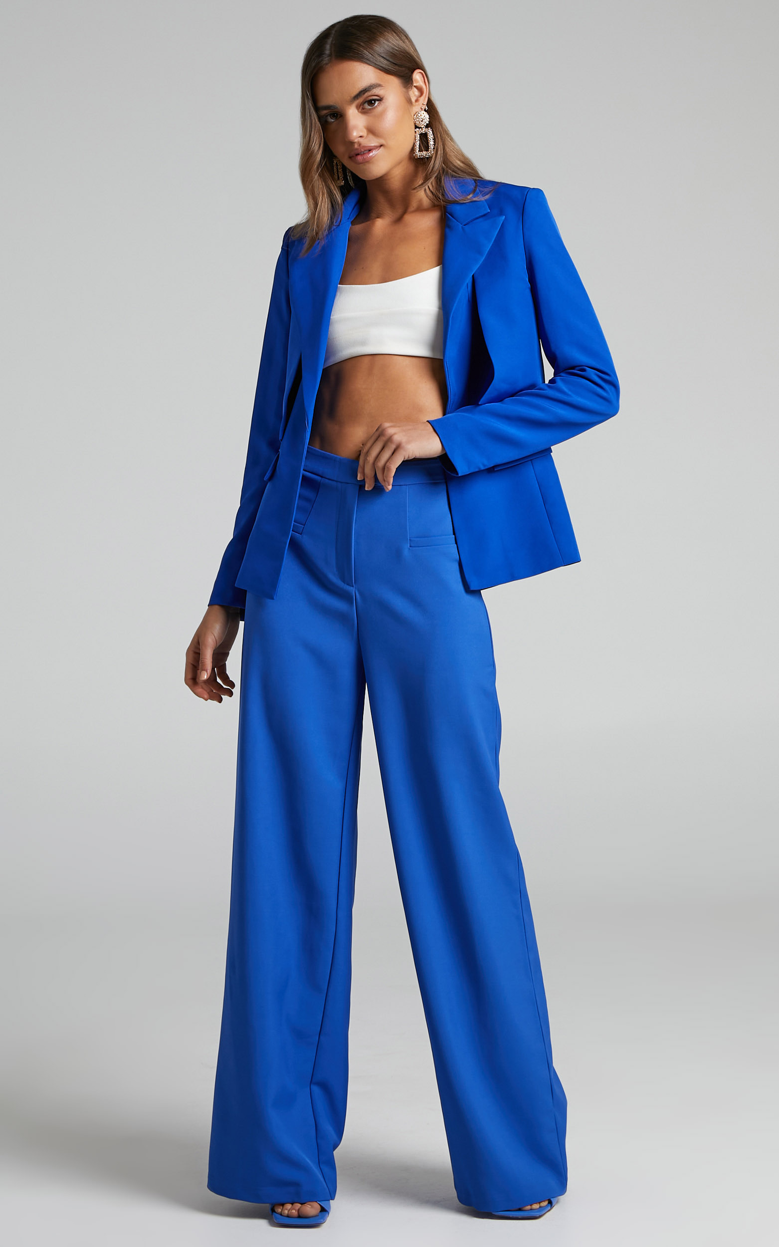 Jaxine Tailored Wide Leg Trousers in Cobalt - 04, BLU1, hi-res image number null