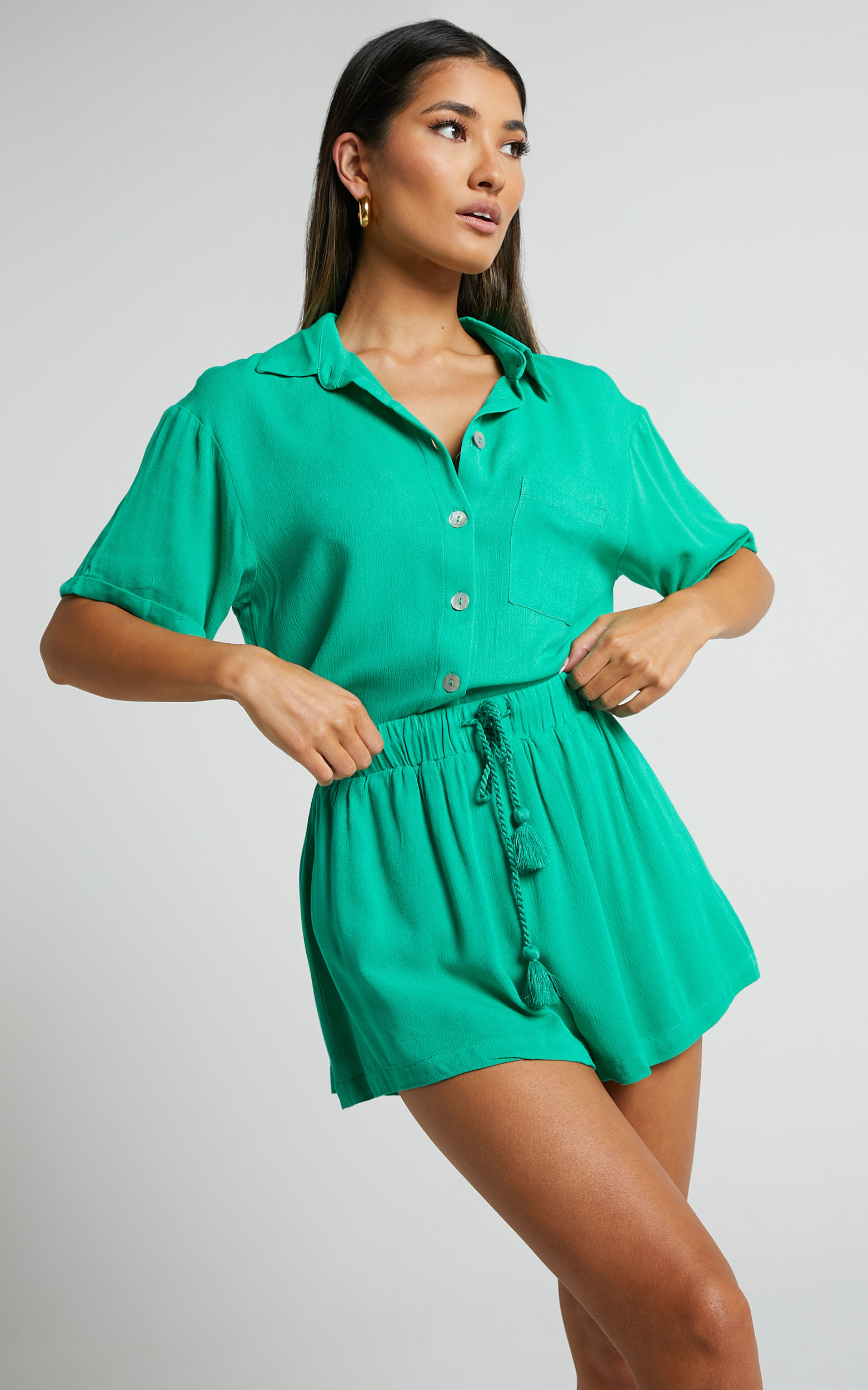 Jubilee Two Piece Set - Button Up Shirt and Shorts Two Piece Set in ...