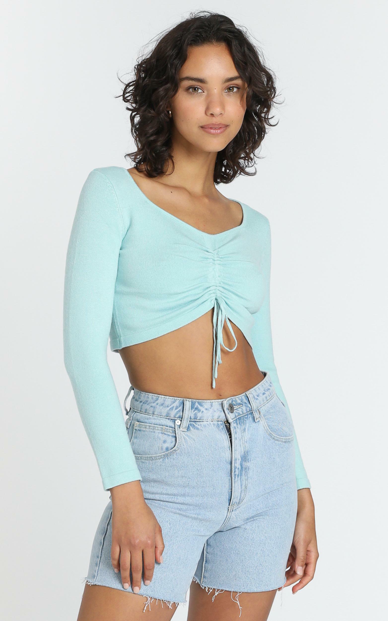 Dmitri Knit Top in Blue - 8 (S), Blue, hi-res image number null