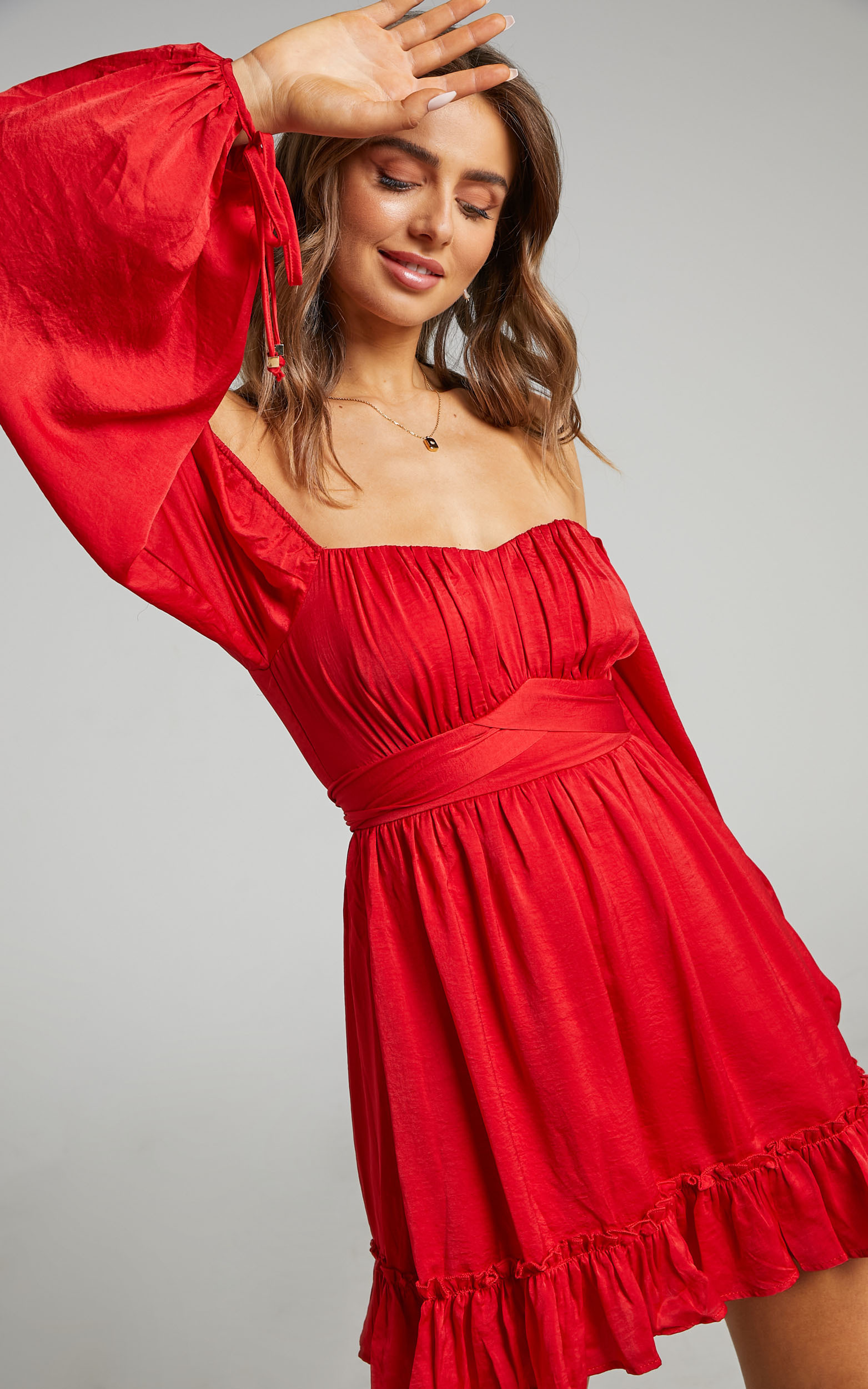 Zaire Mini Dress with Bodice Detailing in Oxy Red - 06, RED2, hi-res image number null