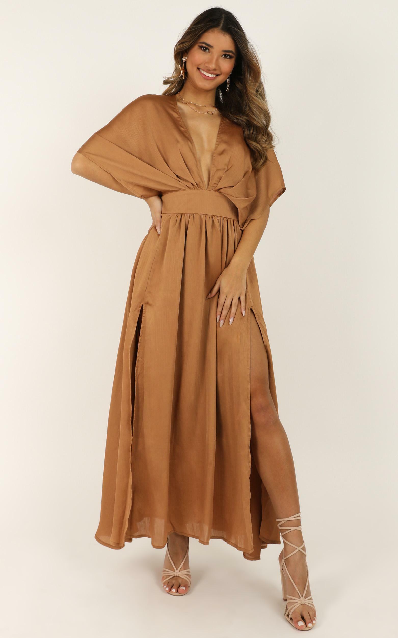 Save It For Later Dress in Camel Satin - 20, BRN3, hi-res image number null