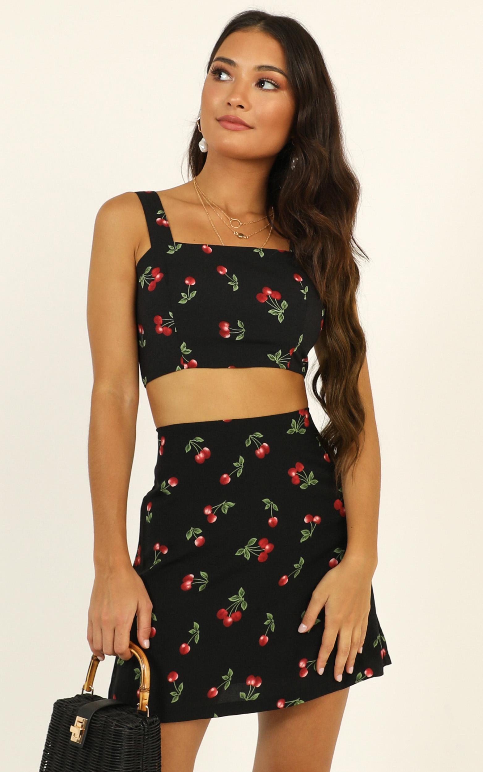 Cherry On Top Two Piece Set In Black Print