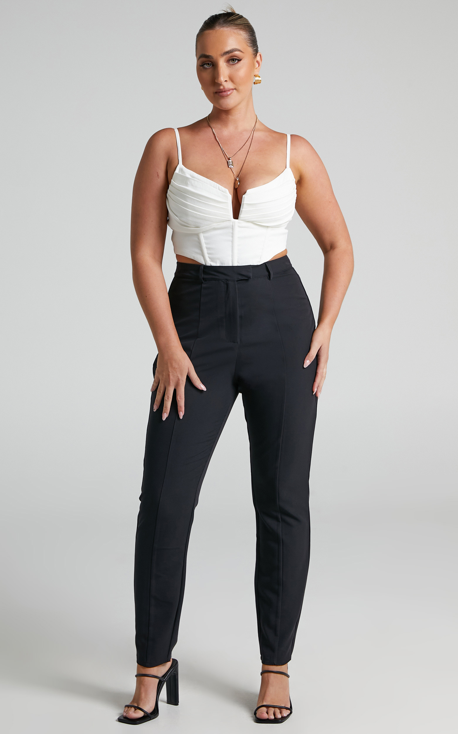 Amarie High Waisted Fitted Suiting Pants in Black - 06, BLK1, hi-res image number null