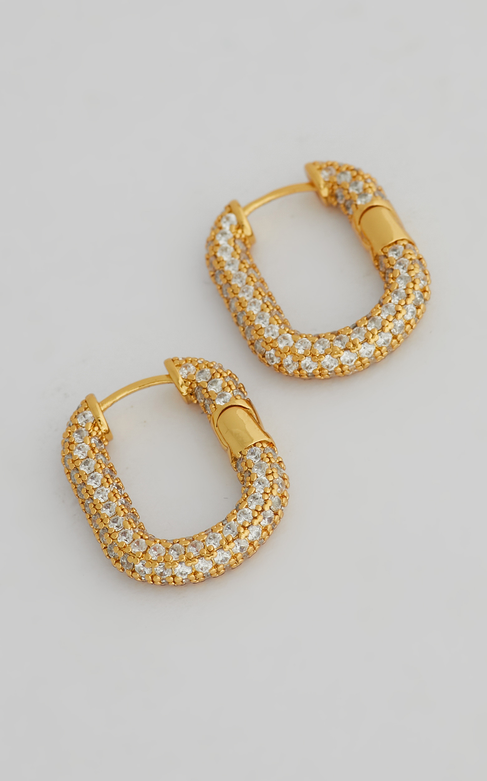 Luv AJ - XL Pave Chain Link Hoops in Gold - NoSize, GLD1, hi-res image number null