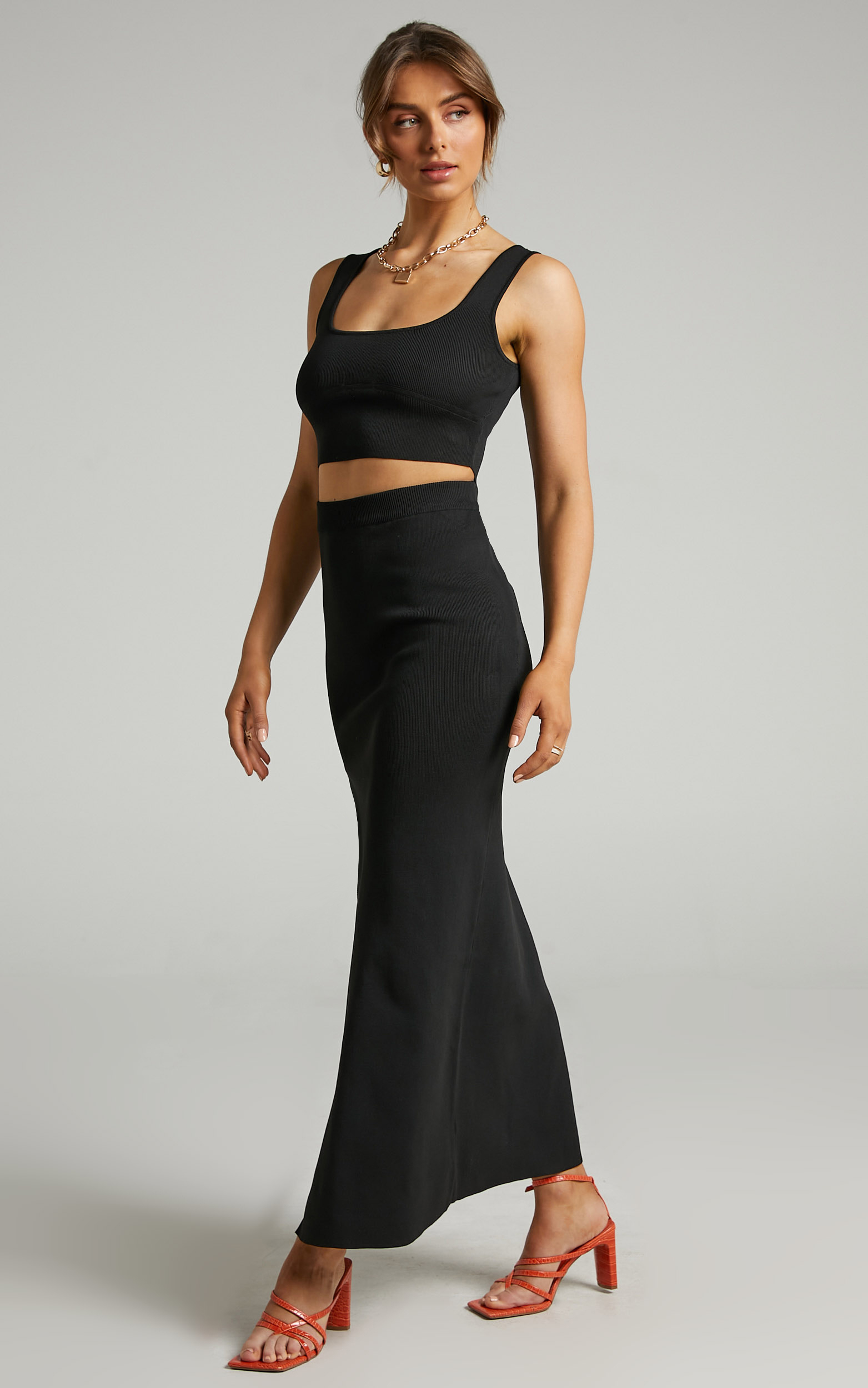 Matina Ribbed Two Piece Set in Black - 06, BLK1, hi-res image number null