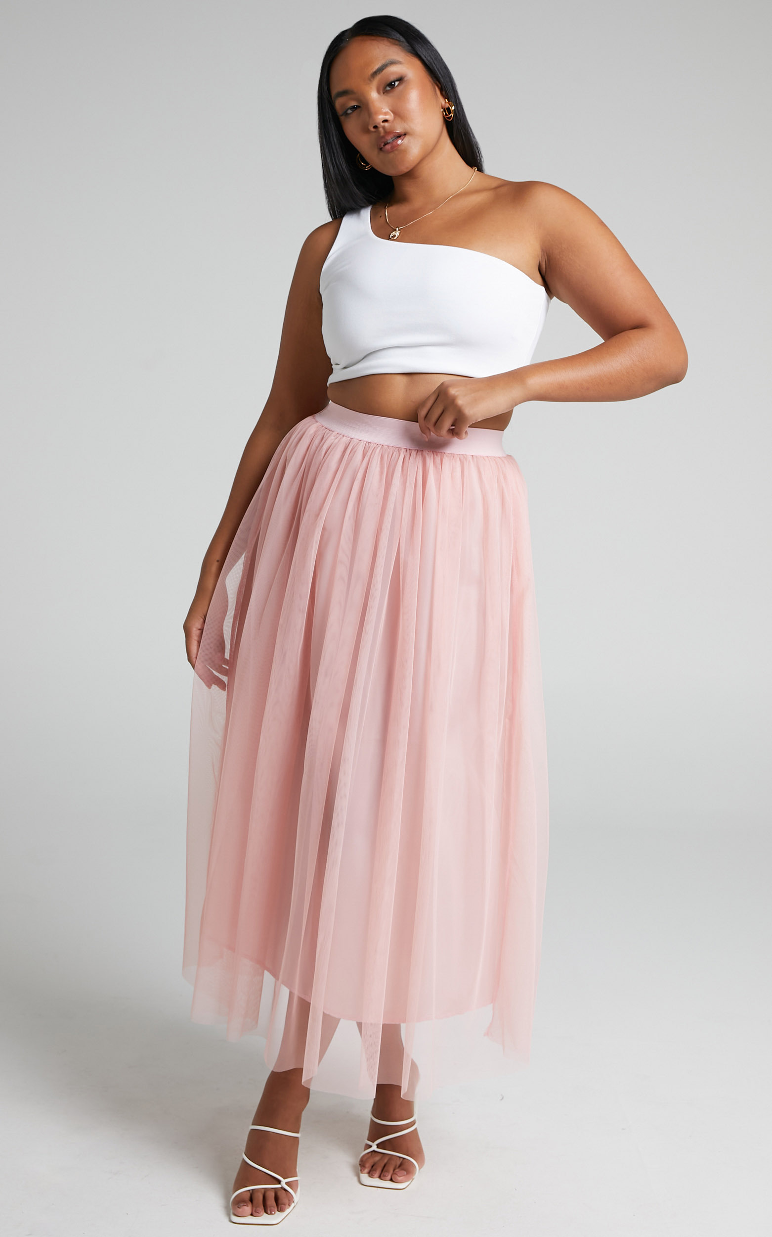 Louejoy Maxi Skirt in Tulle in Pale Pink - 06, PNK1, hi-res image number null