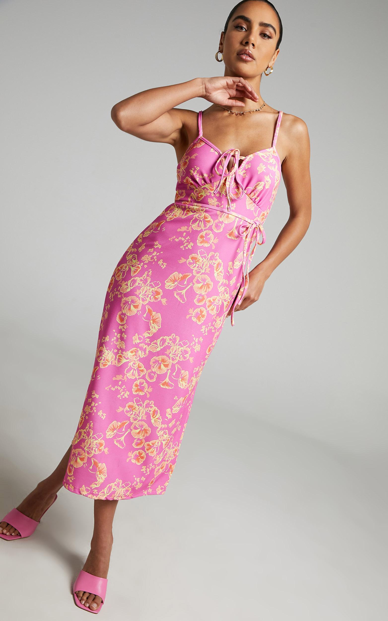 Yara Midi Dress in Floral Fantasia - 06, PNK1, hi-res image number null