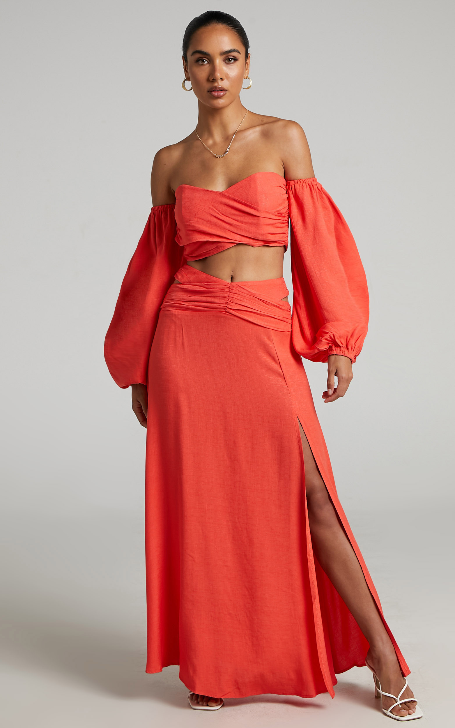 RUNAWAY THE LABEL - EMBER MAXI SKIRT in Fire - L, ORG1, hi-res image number null