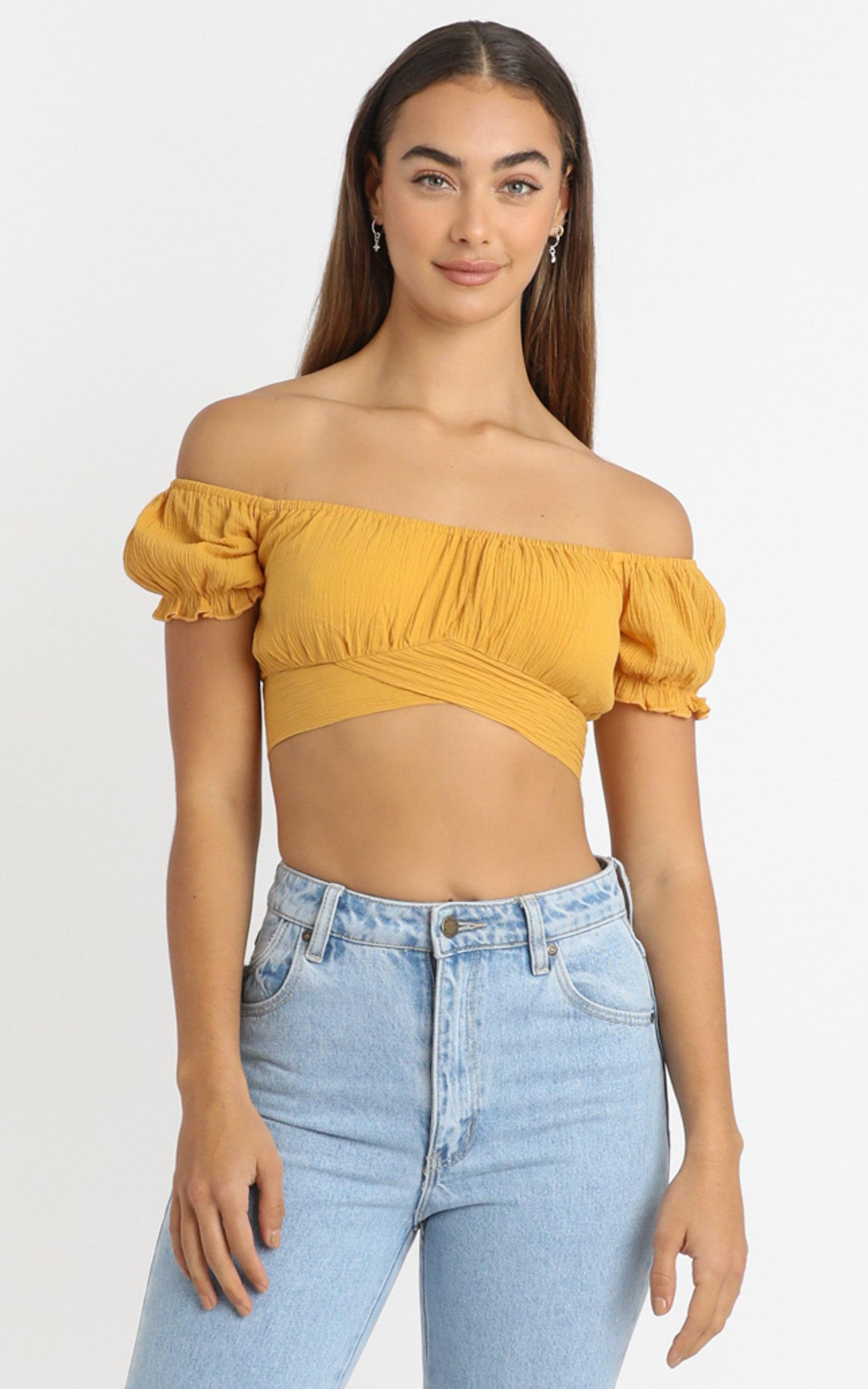 I Know You Top in mustard linen look - 06, YEL3, hi-res image number null