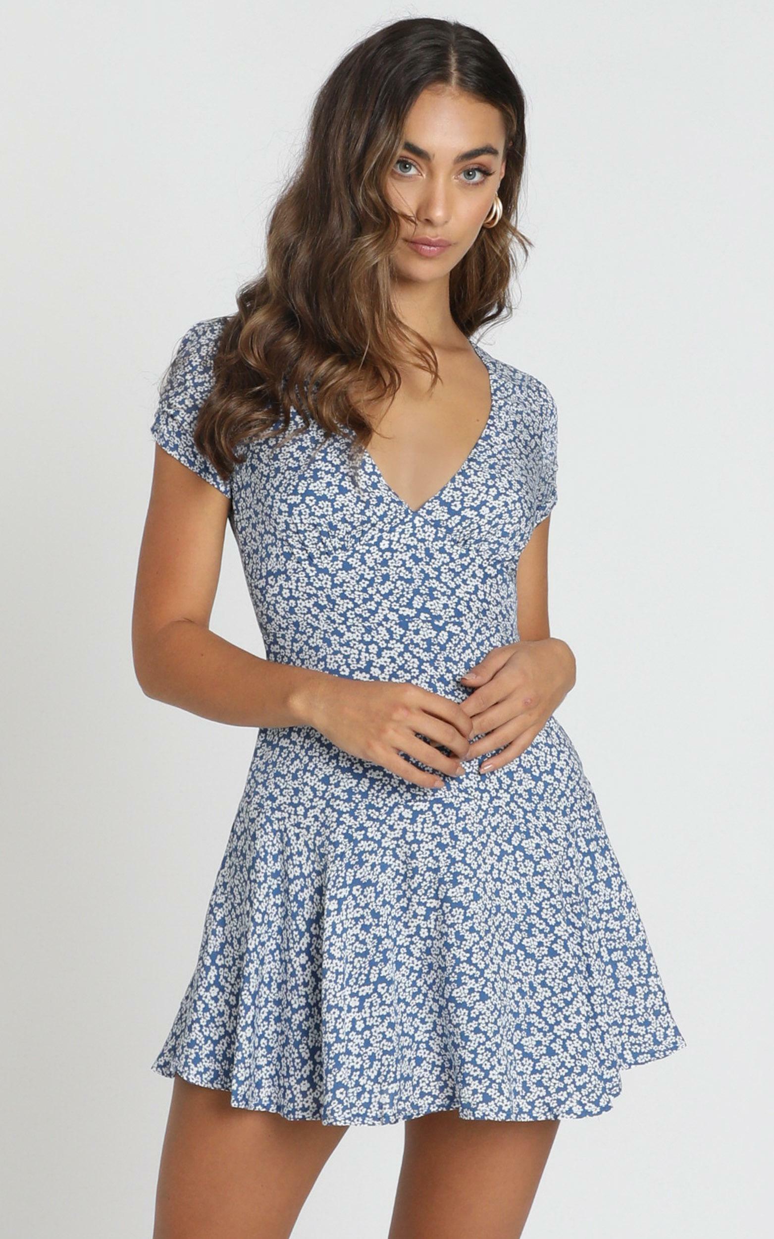 Florida Floral Mini Dress In Navy ...