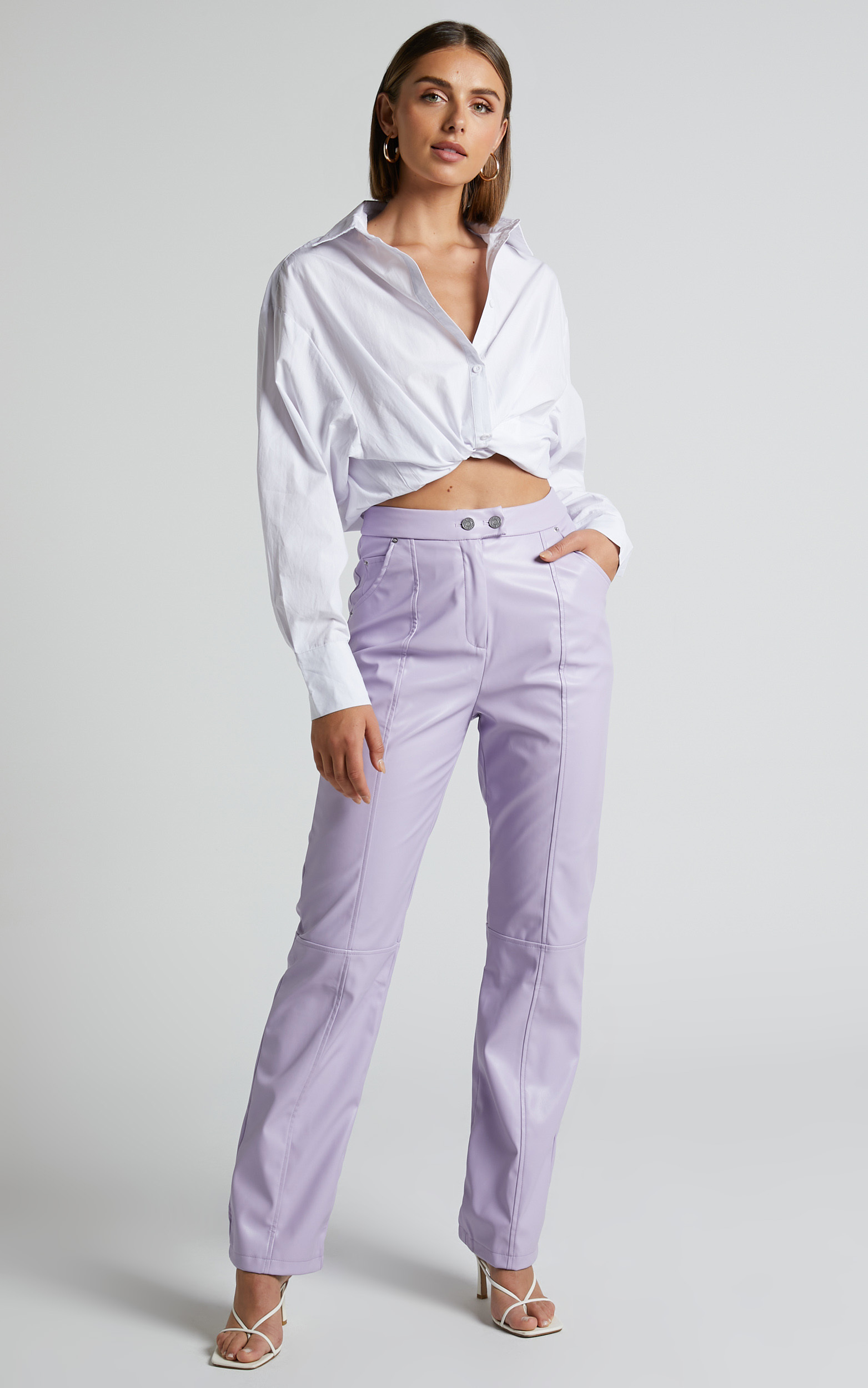 4th & Reckless Tropez Leather Trouser in Lilac | Showpo USA
