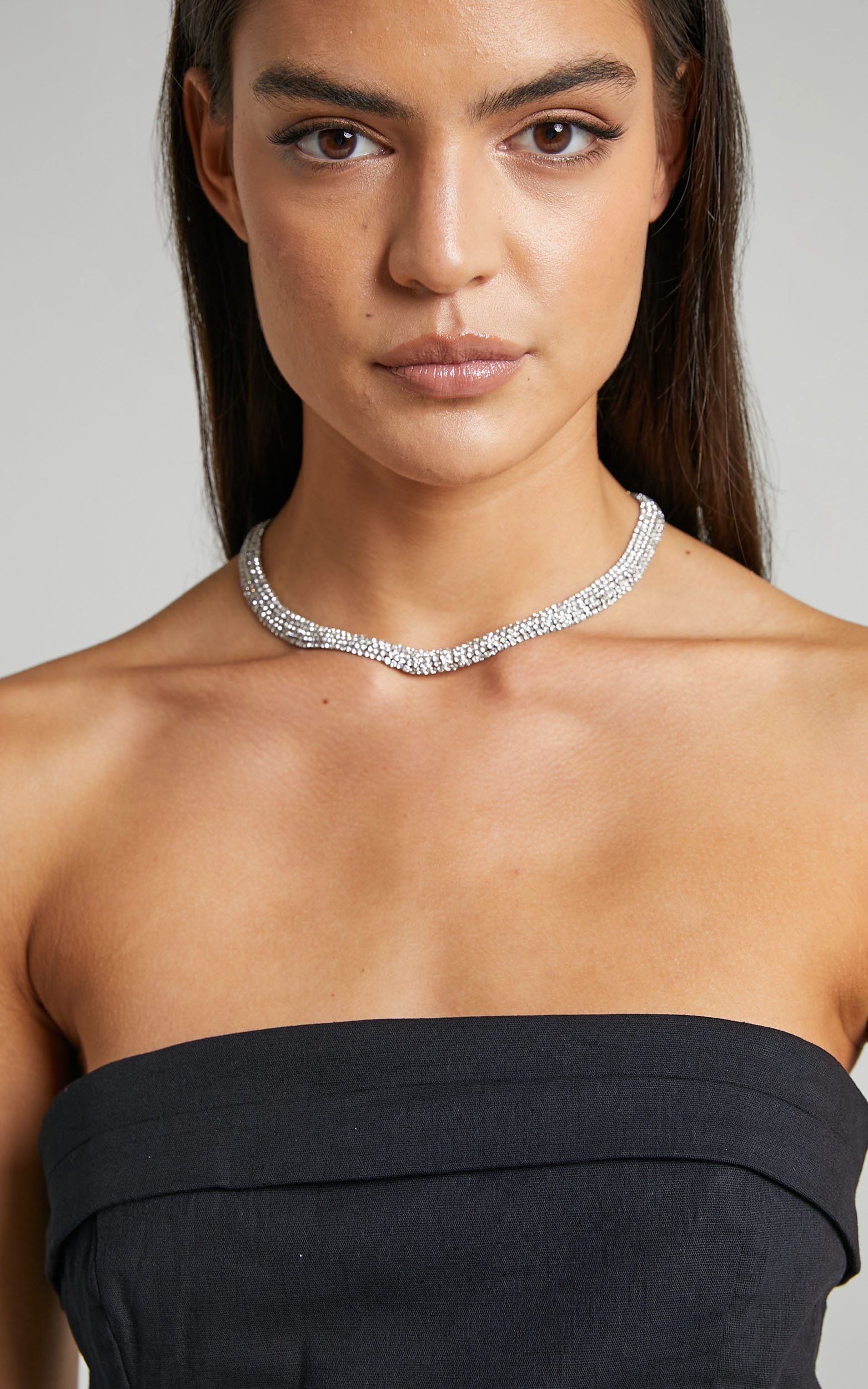 Guenloie Diamante Choker Necklace in Silver - NoSize, SLV1, hi-res image number null