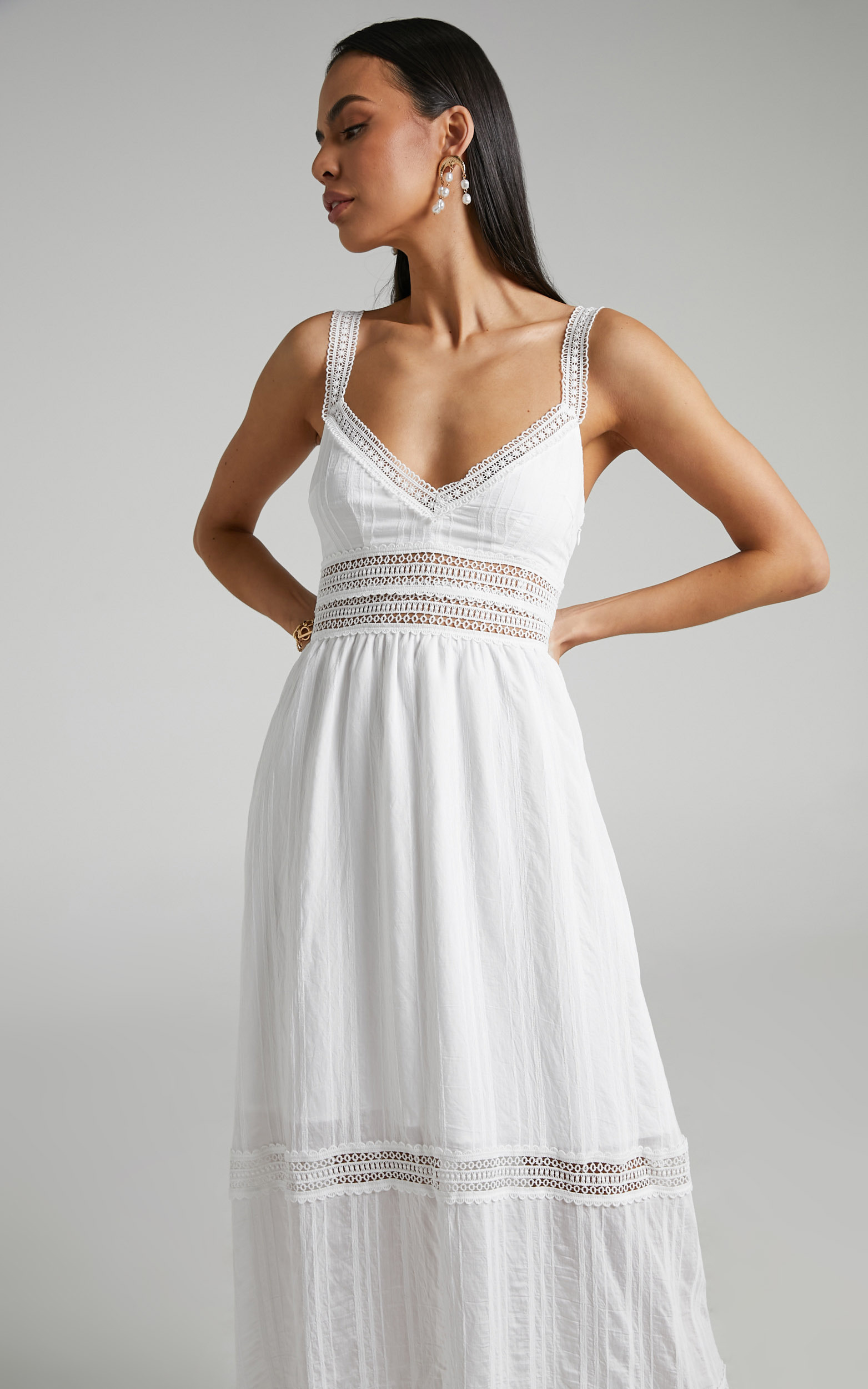 Angelique Lace trim Maxi Dress in White - 04, WHT2, hi-res image number null