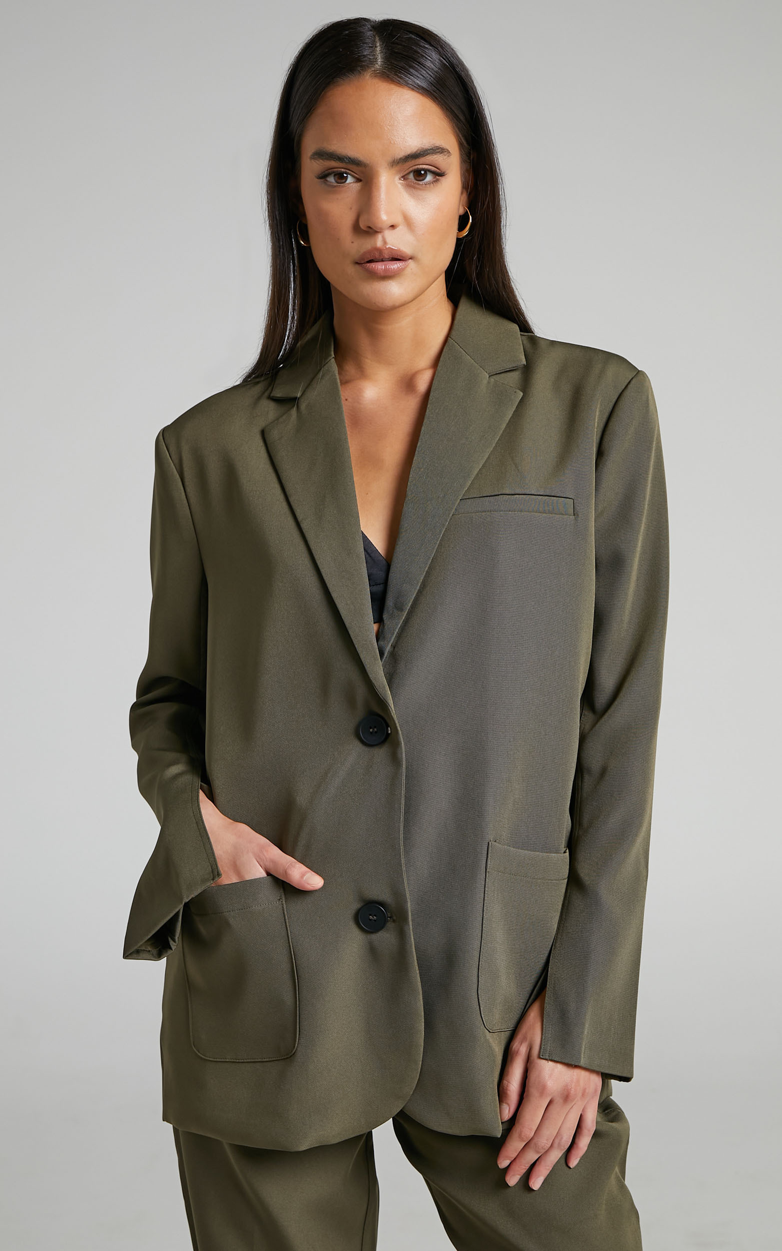 4th & Reckless - Signe Blazer in Khaki - L, GRN1, hi-res image number null