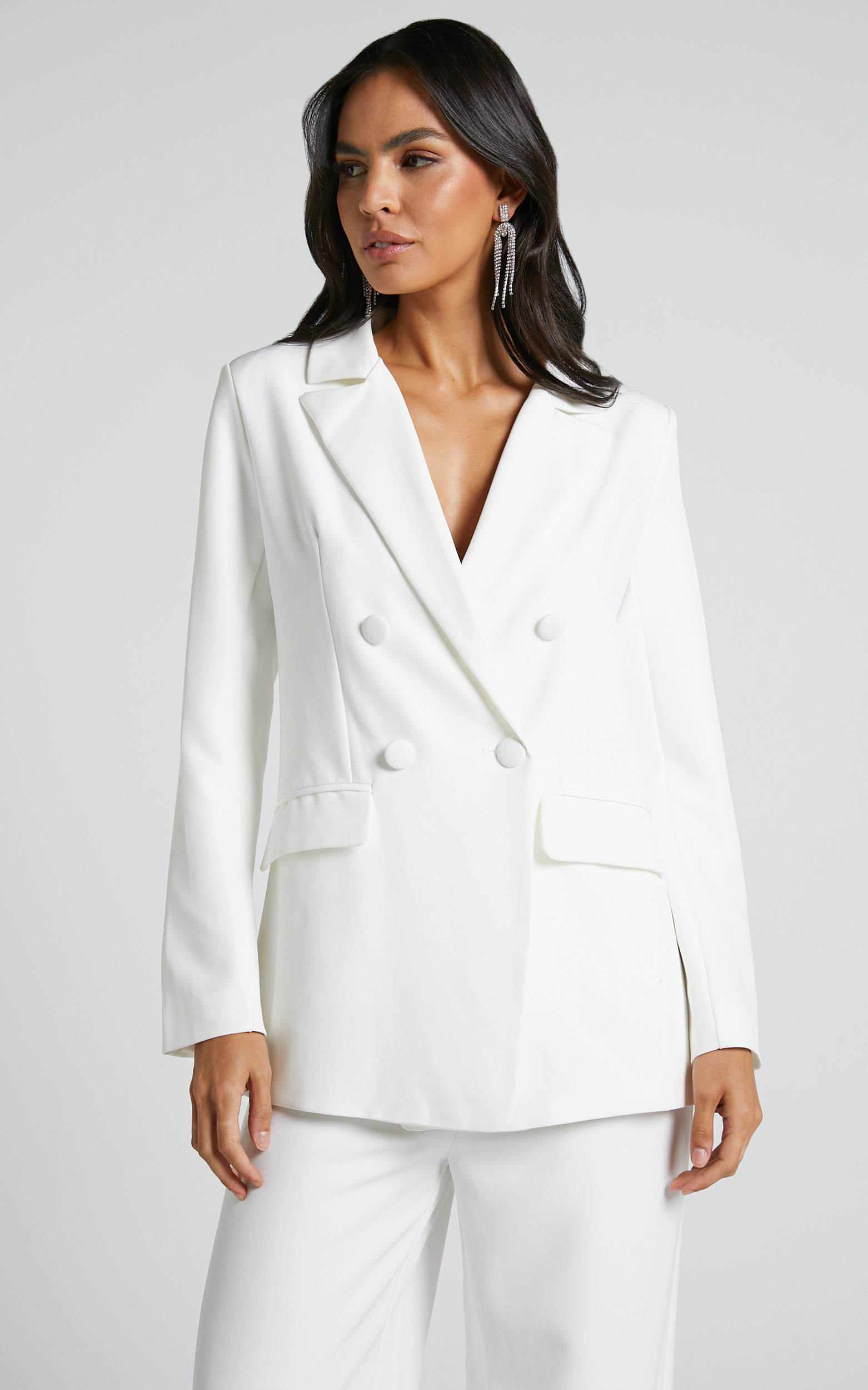 Genelyn Blazer - Double Breasted Blazer in White - 04, WHT1, hi-res image number null