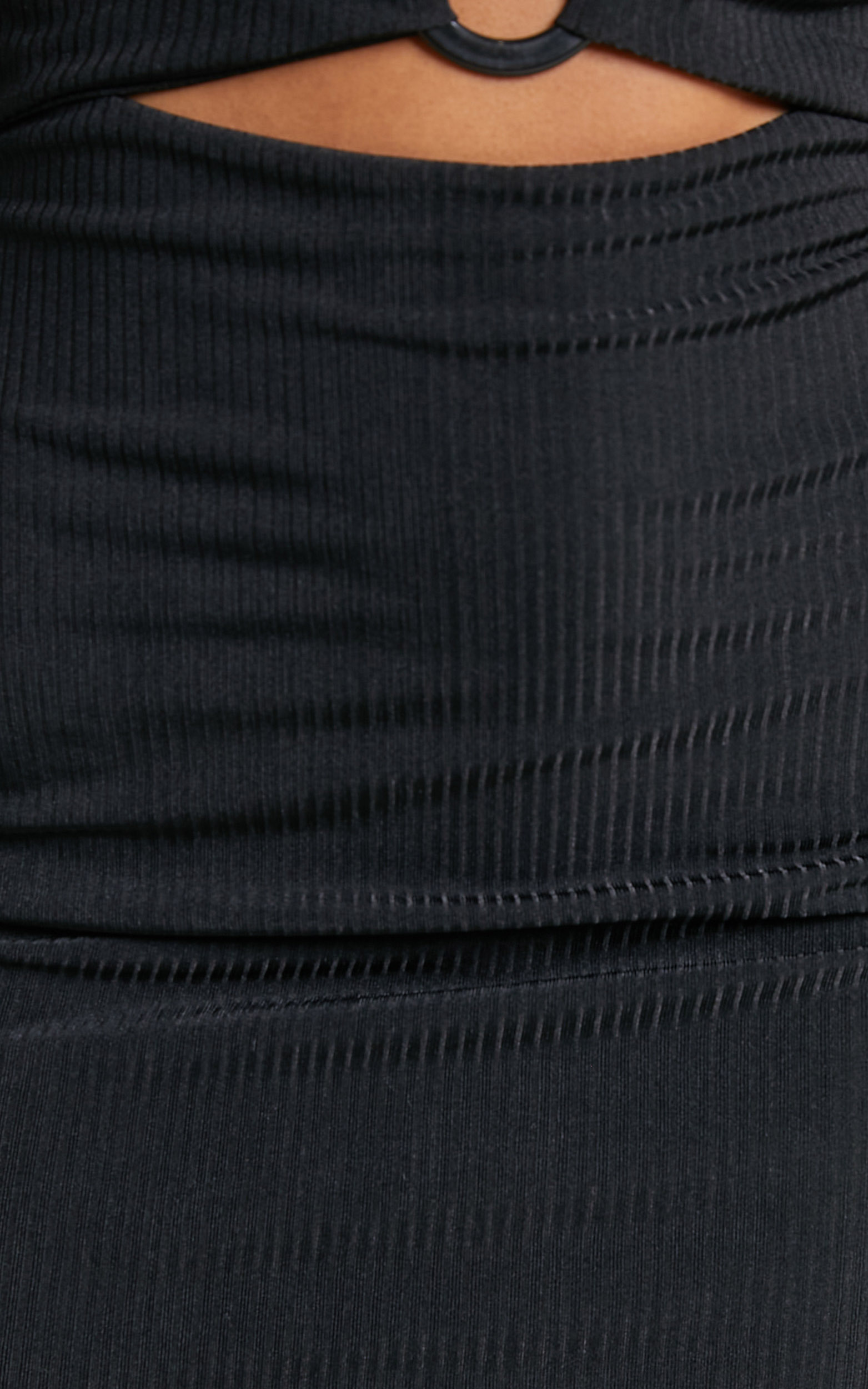 Assyria Ring Centre Cut Out Strapless Mini Dress in Black | Showpo