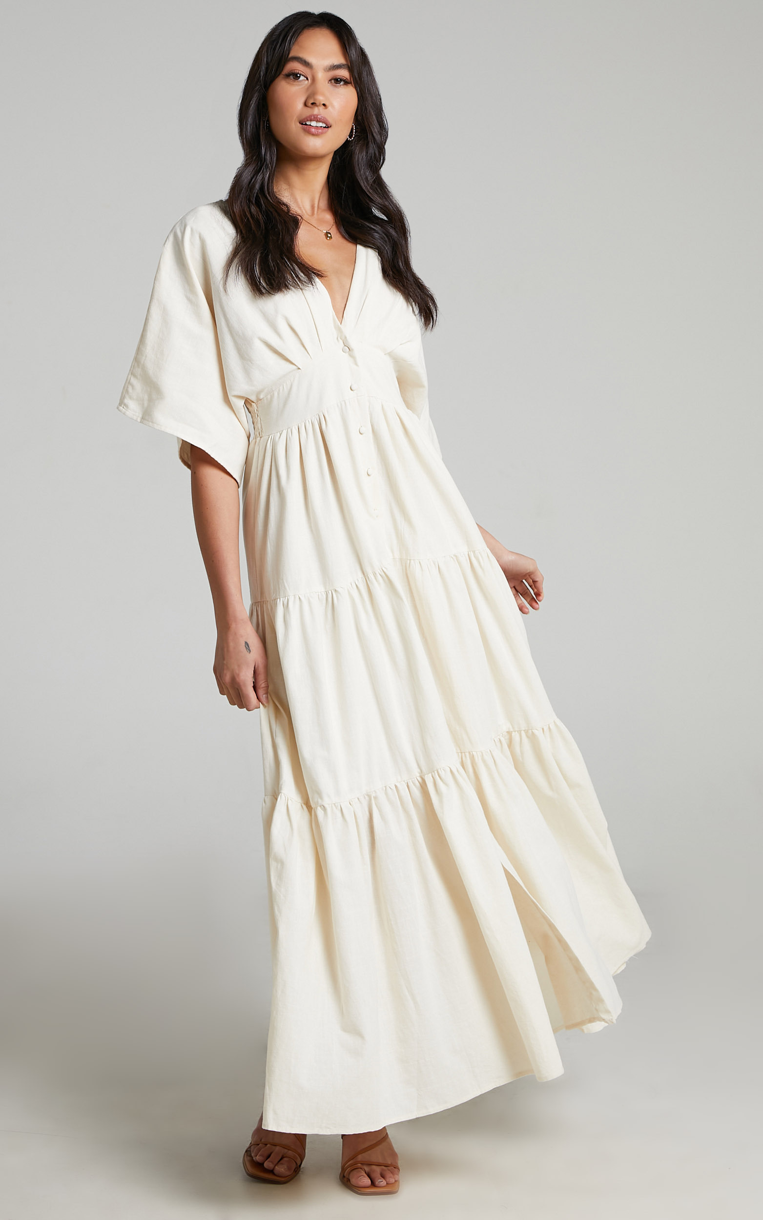 Louvain Tiered Maxi Dress in White ...