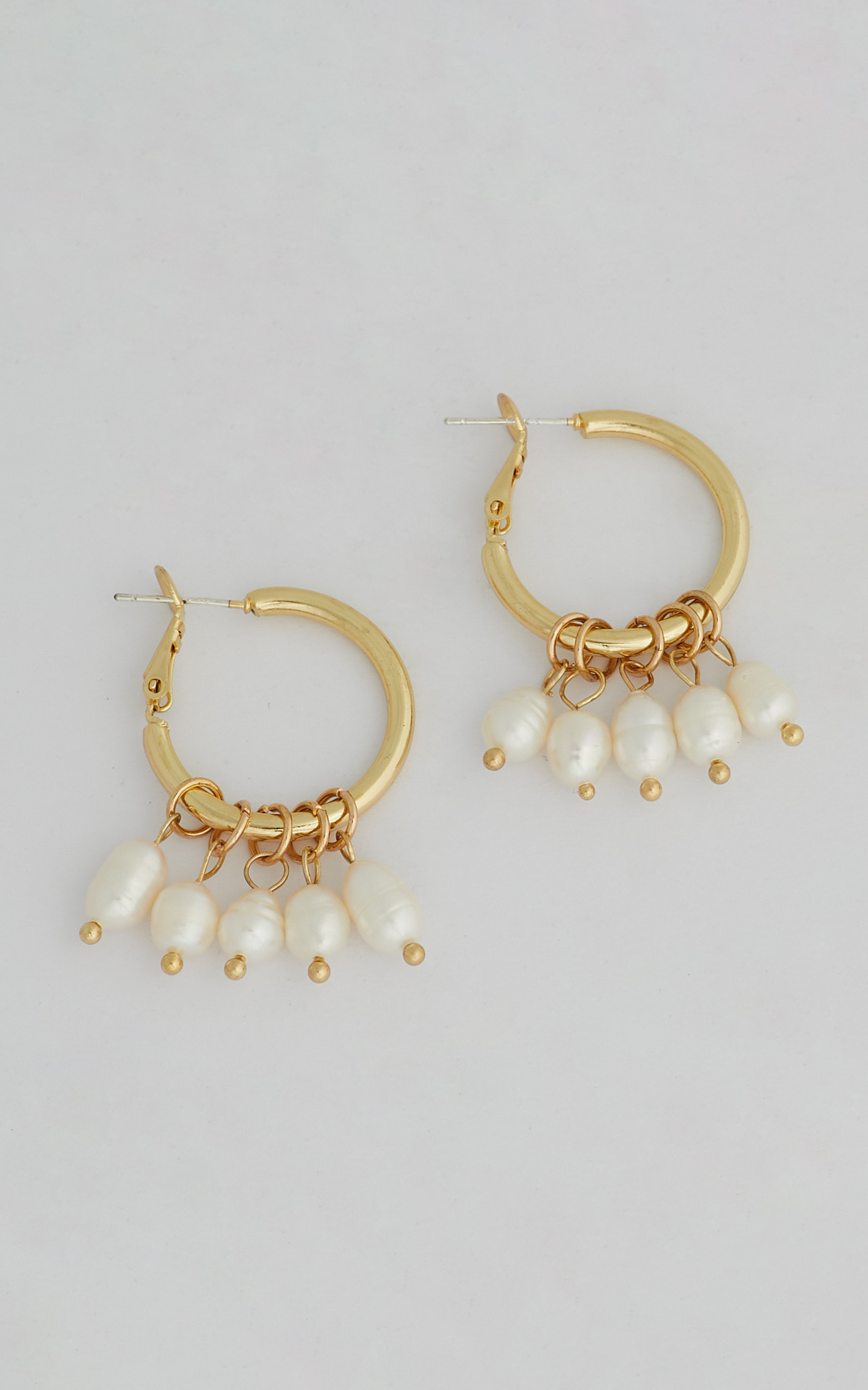 Brontie Hoop Earrings in Gold and Pearl - NoSize, GLD1, hi-res image number null