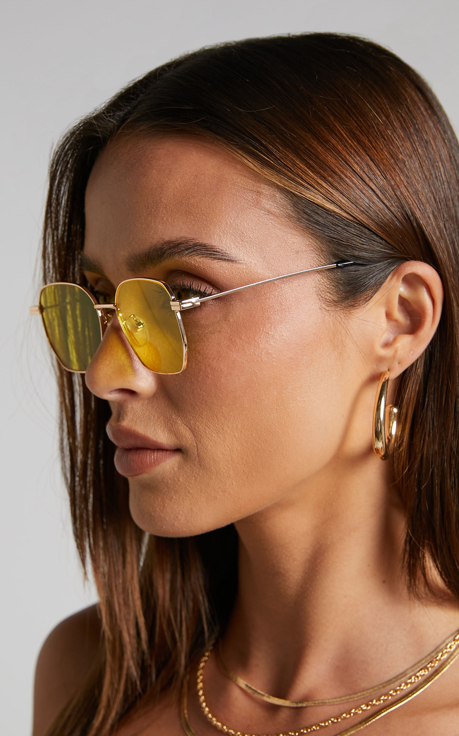 Caoimhe Hexagonal Sunglasses in Yellow Lens - NoSize, YEL2, hi-res image number null