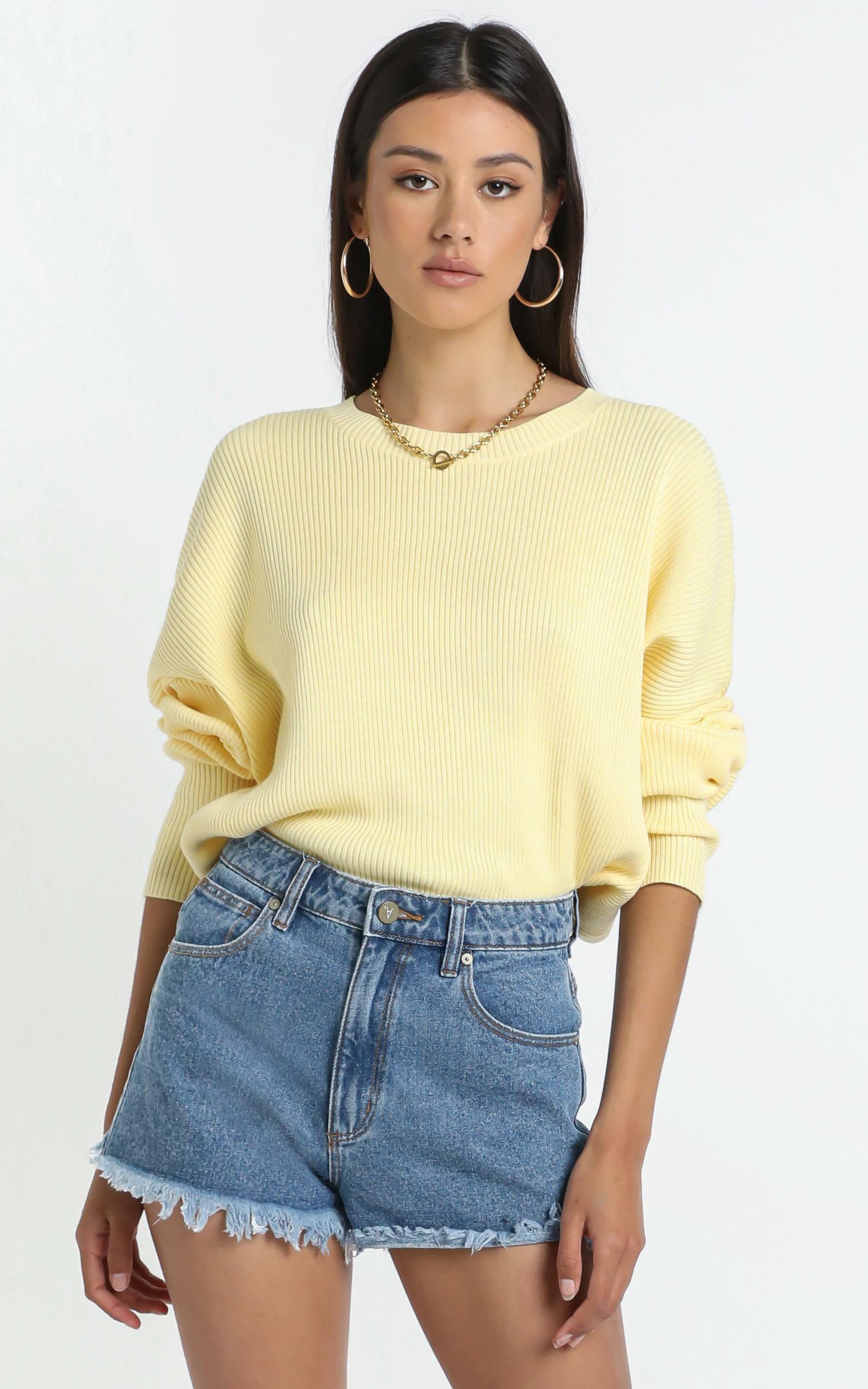Lullaby Club - Alex Knit Sweater in Lemon - L/XL, Yellow, hi-res image number null