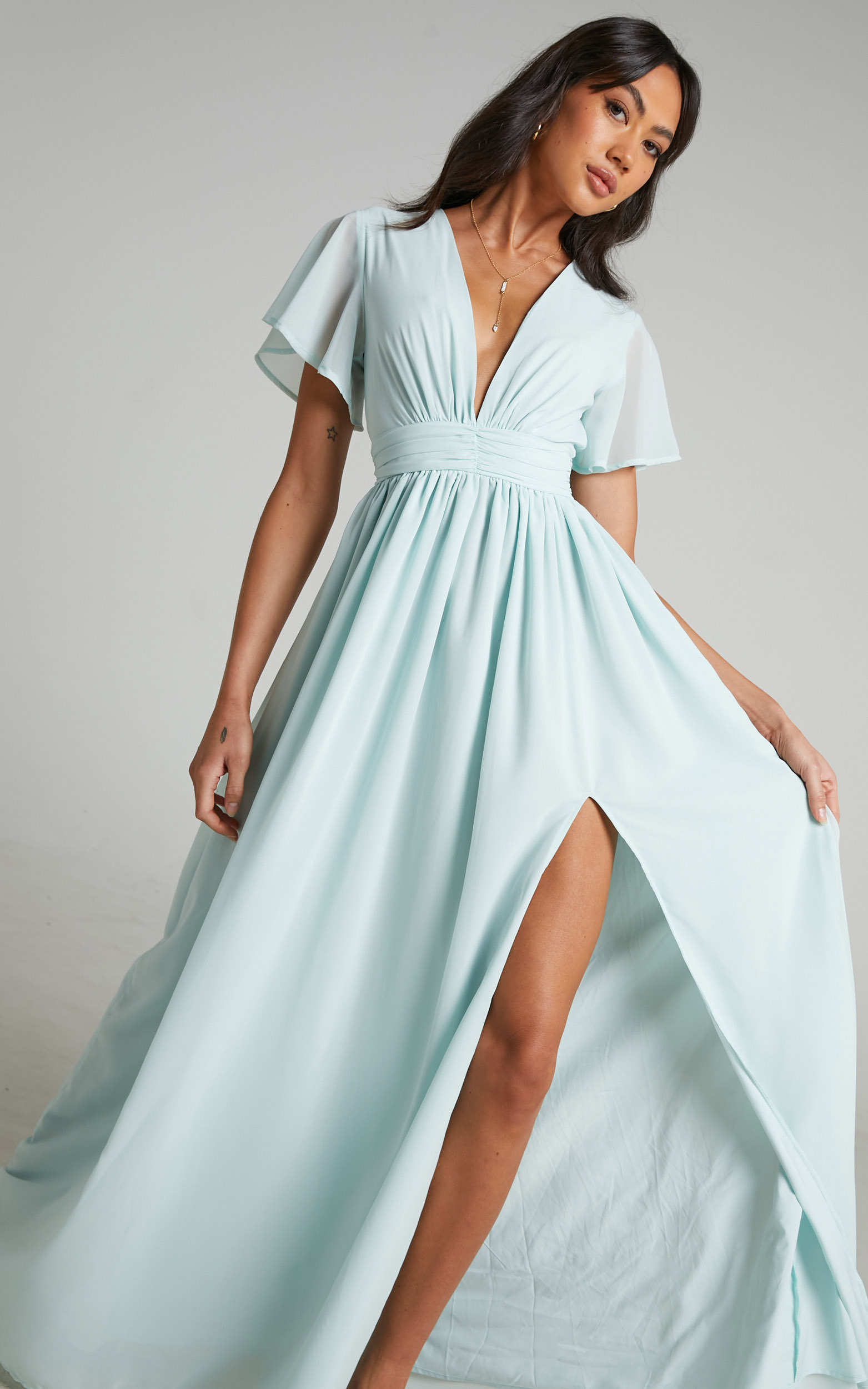 December Empire Waist Maxi Dress in Ice Blue - 06, GRN2, hi-res image number null