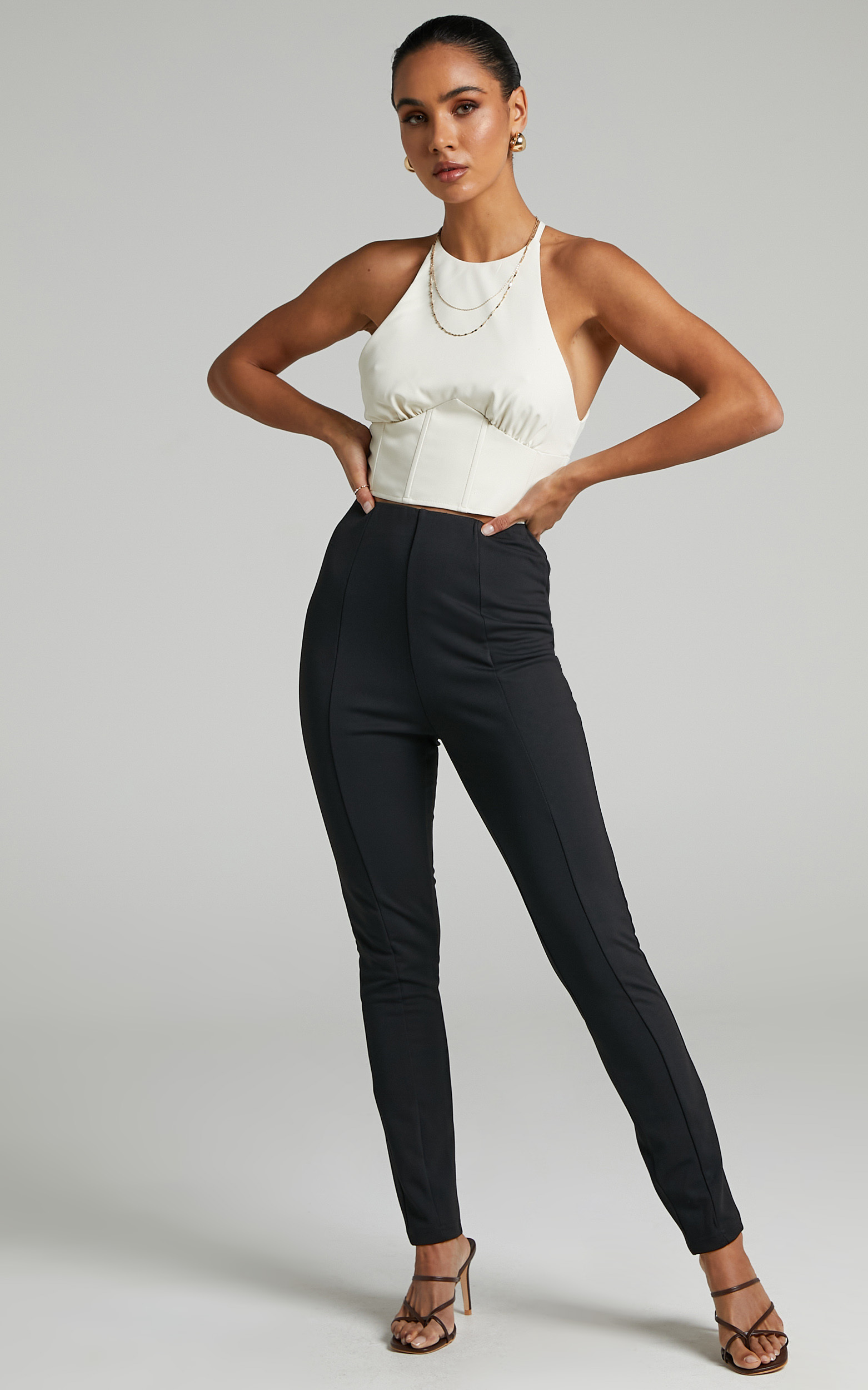 Kasidy High Waist Pin Tuck Pants in Black - 06, BLK1, hi-res image number null
