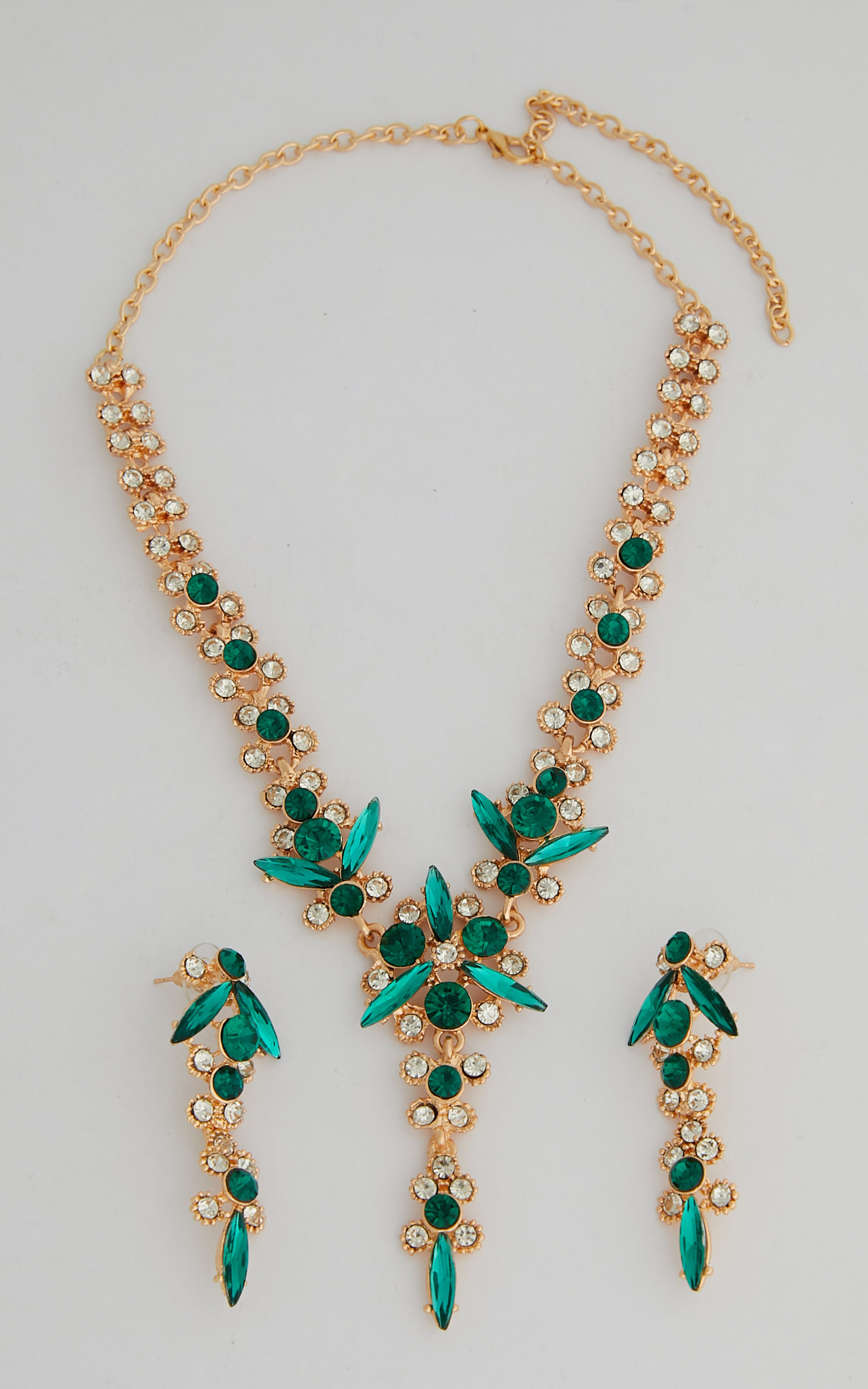 Luxome Drop Necklace and Earrings Set in Emerald - NoSize, GRN1, hi-res image number null