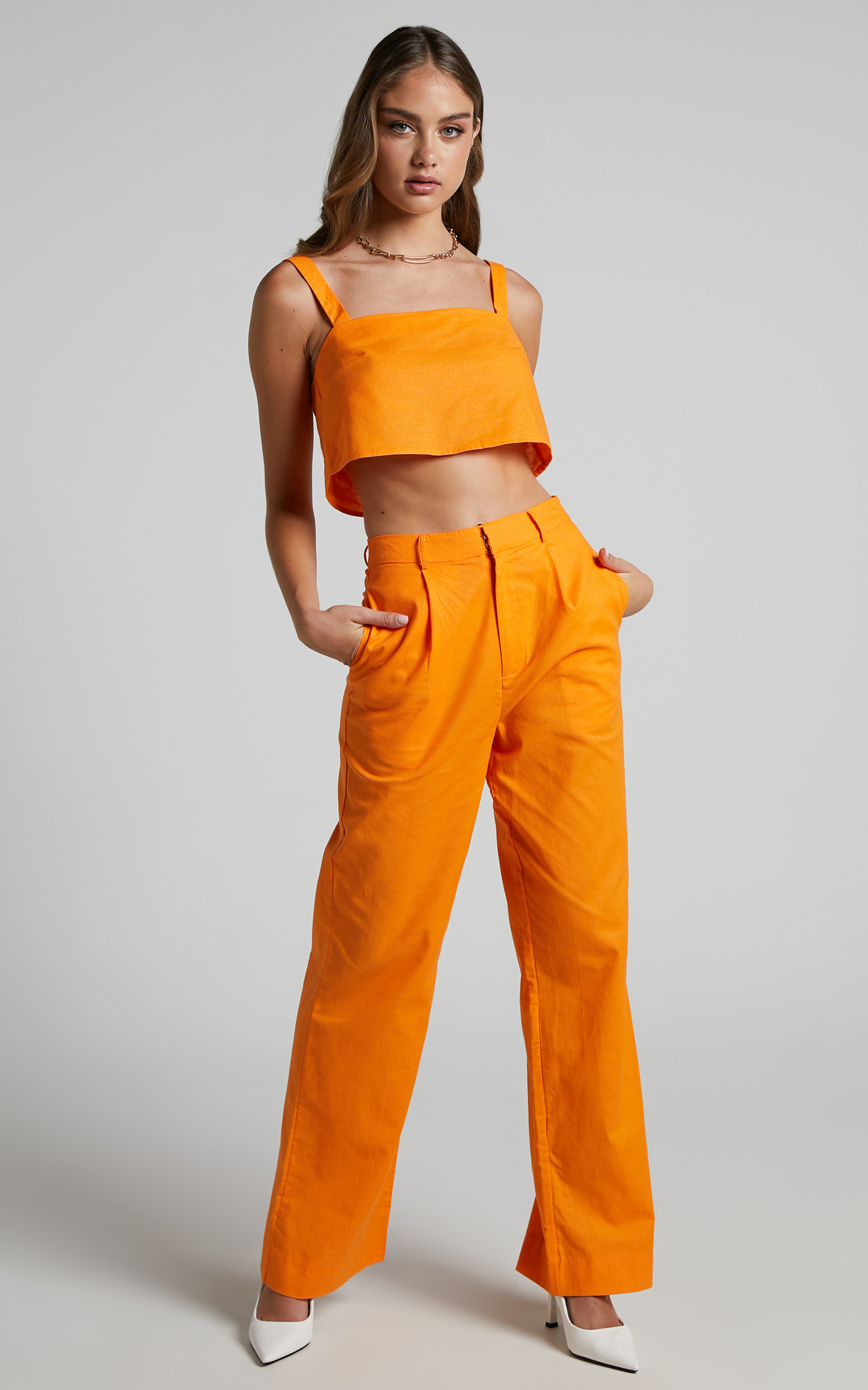 Claudina Two Piece Set - Cropped Cami Top and Relaxed Pant in Bright ...