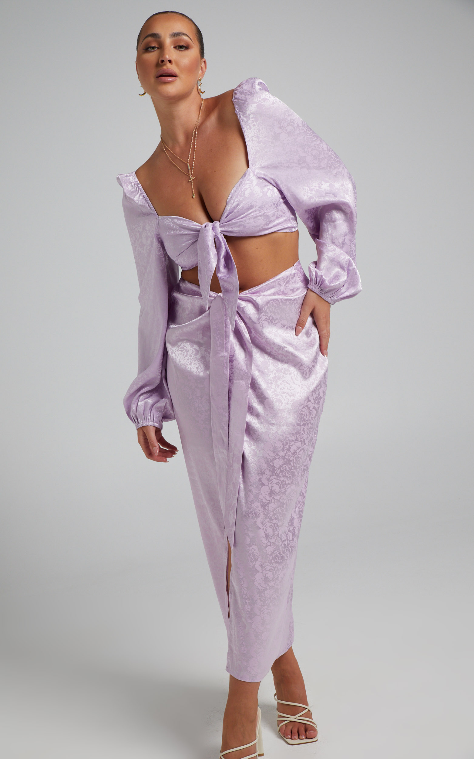 RUNAWAY THE LABEL - ROXIE MIDI SKIRT in Lilac - L, PRP1, hi-res image number null