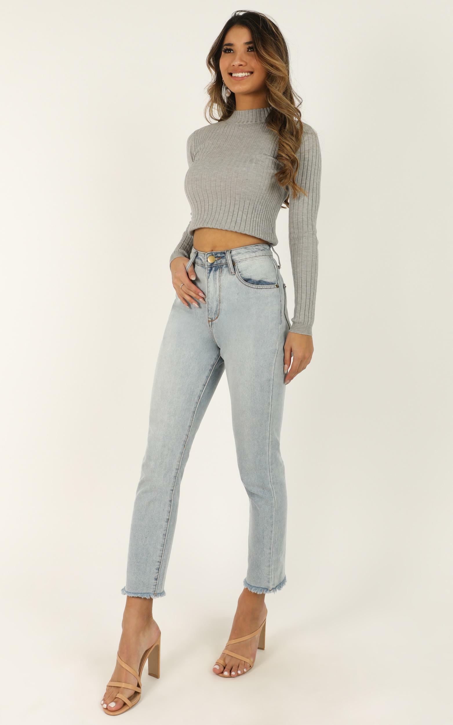 Downtown dreams knit top in grey - 8 (S), Grey, hi-res image number null