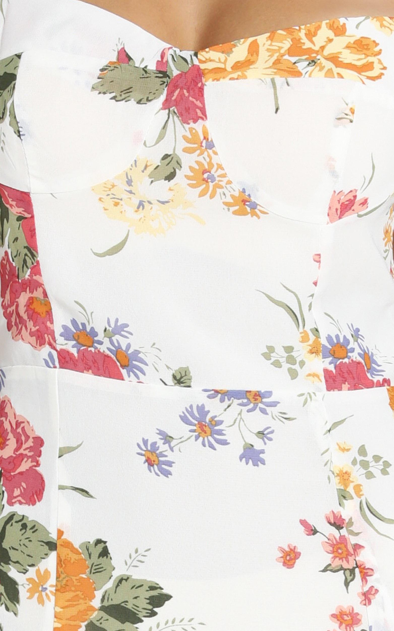 Lacey Panelled Midi Dress in Multi Floral | Showpo USA