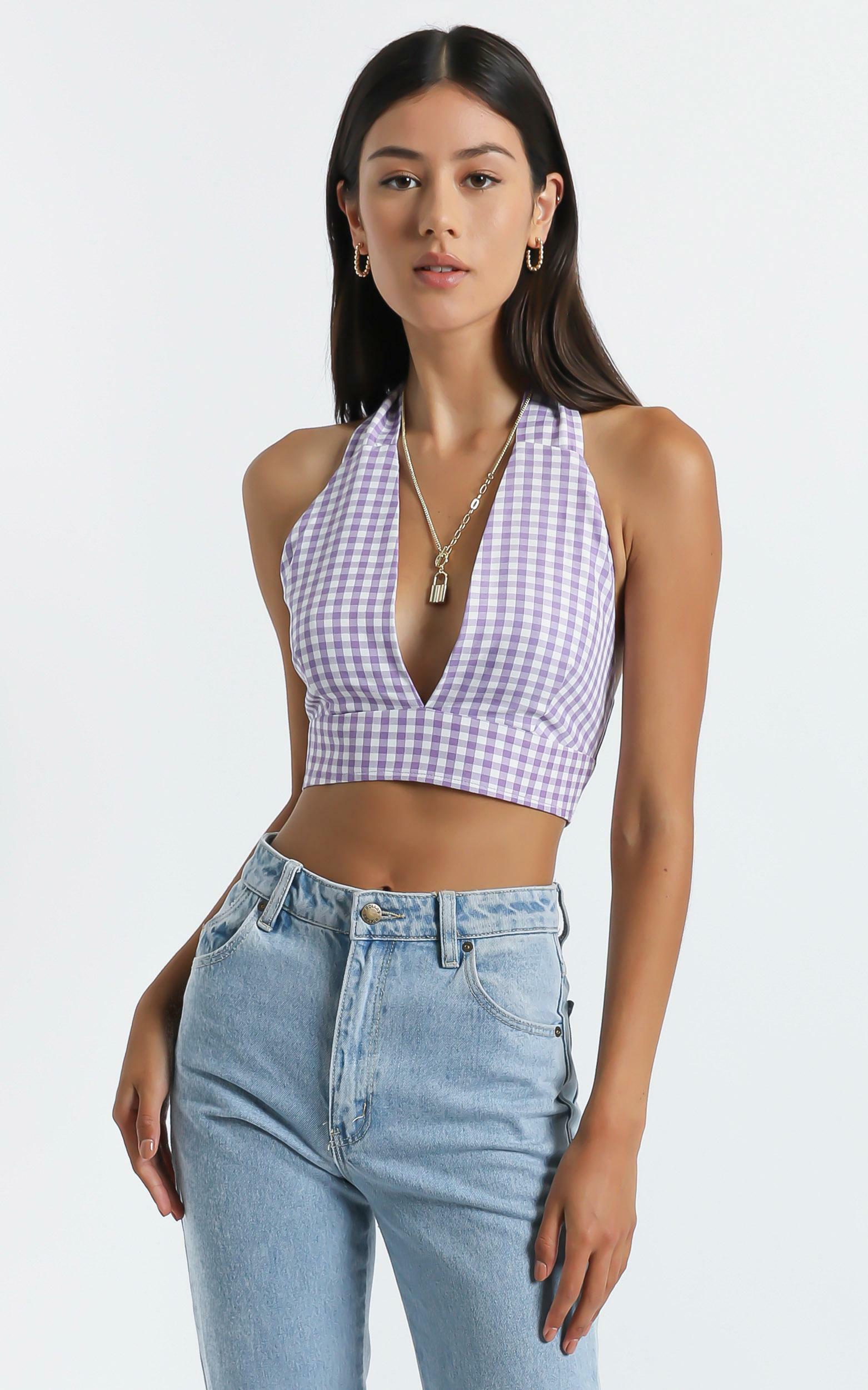 Kady Top in Purple Check - 06, PRP3, hi-res image number null