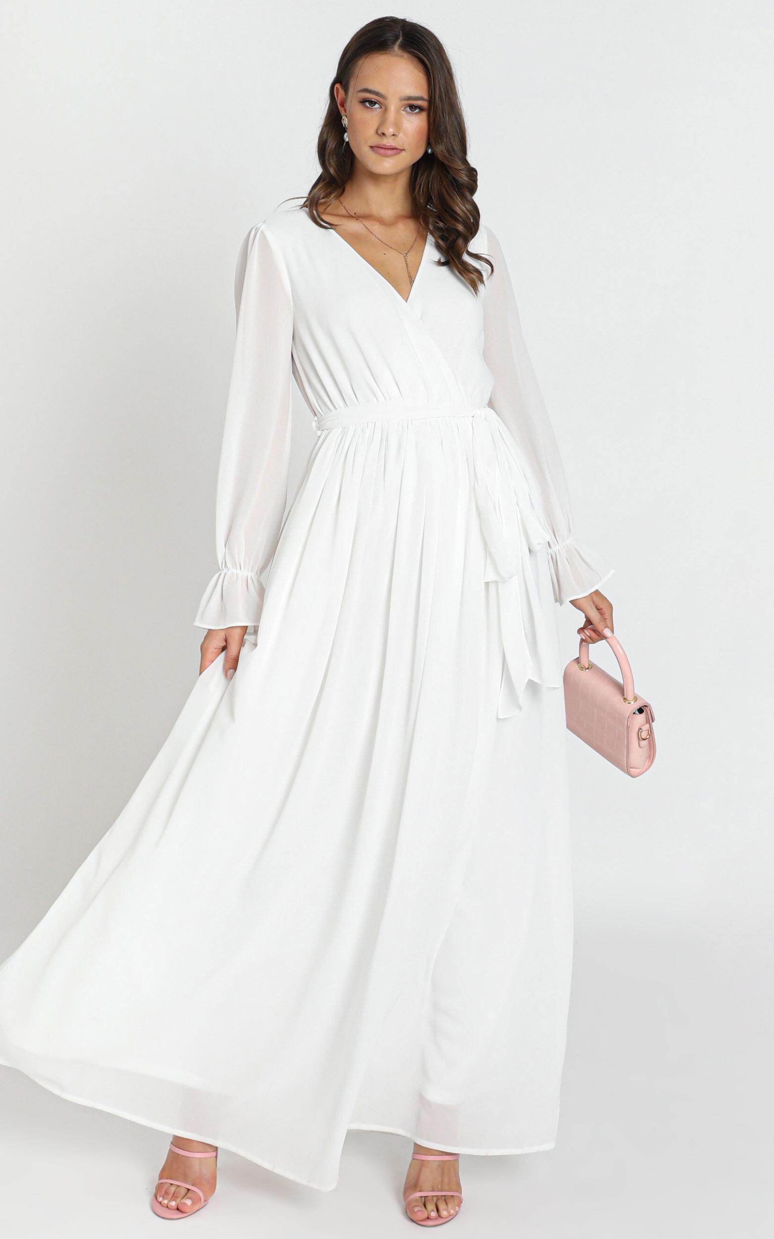 White Long Sleeve Maxi Dress Cheap Sale ...
