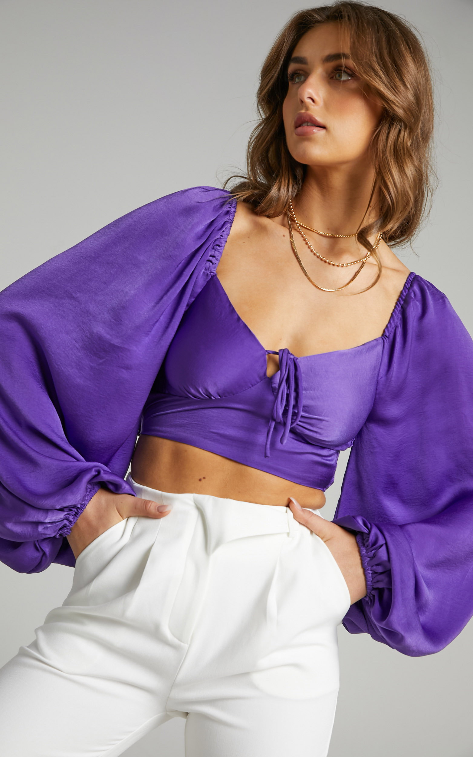 Delia Long Sleeve blouse in Purple - 06, PRP2, hi-res image number null