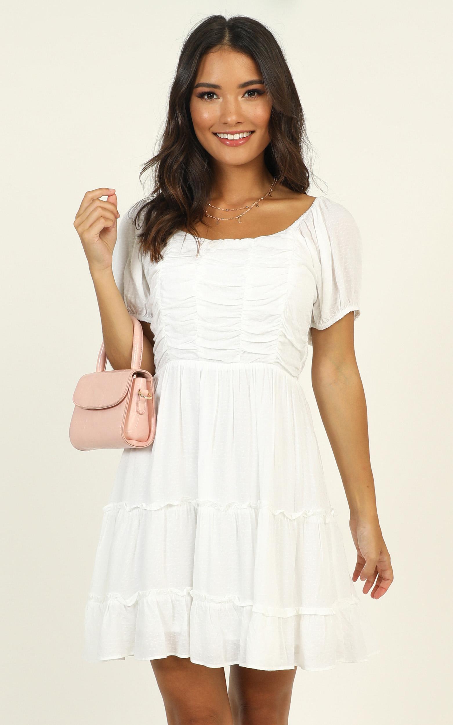 Act Natural Tiered Dress In White | Showpo USA