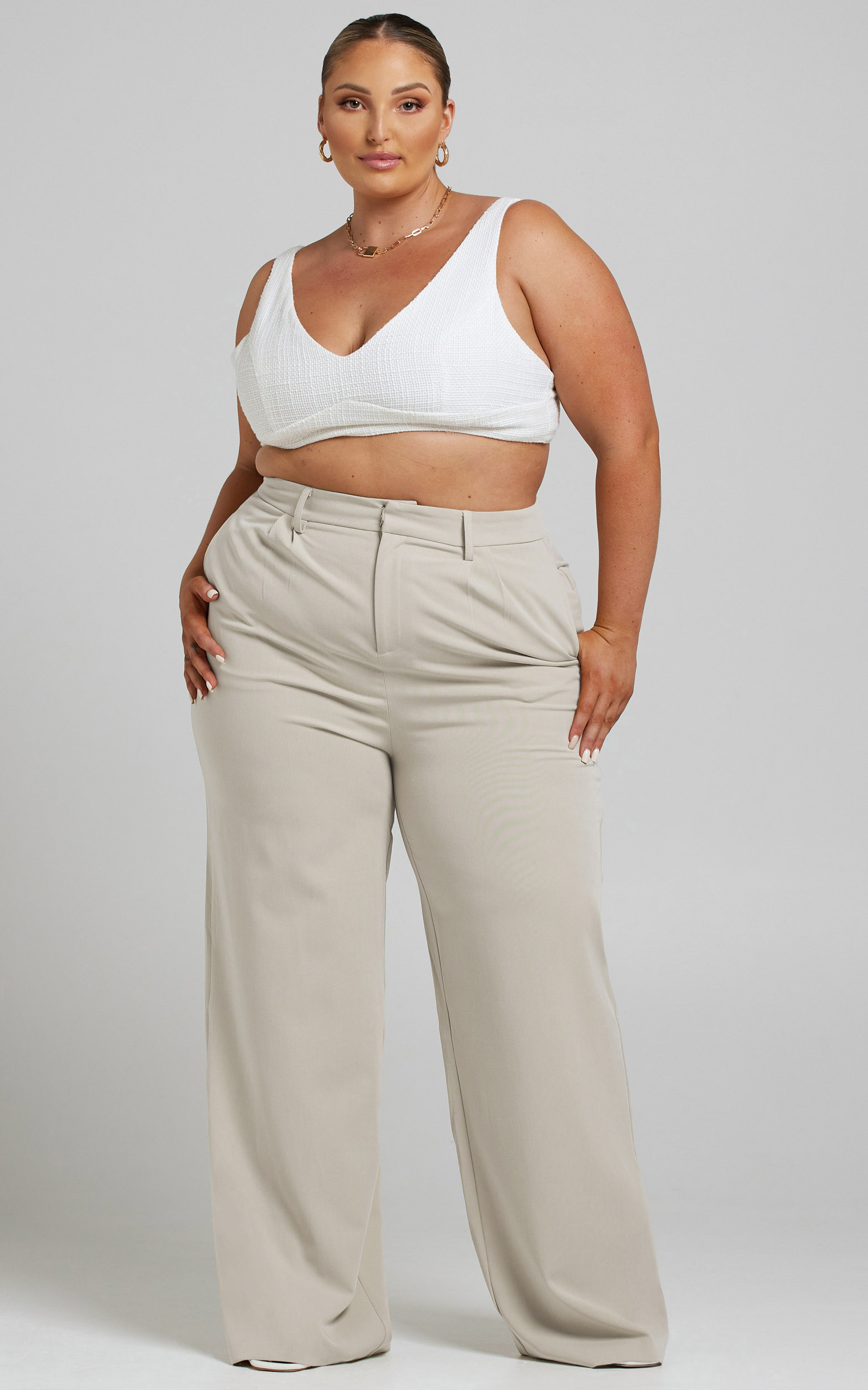 Lorcan High Waisted Tailored Pants in Stone - 04, NEU4, hi-res image number null