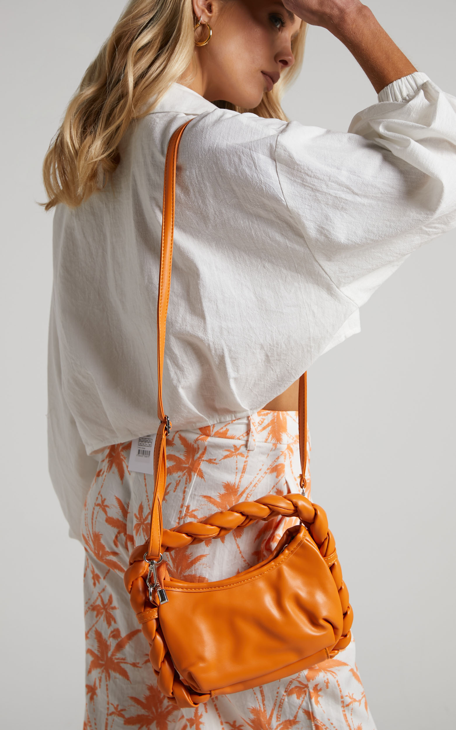 Realyn Bag - Braided Handle Mini Clutch Bag in Orange - NoSize, ORG2, hi-res image number null