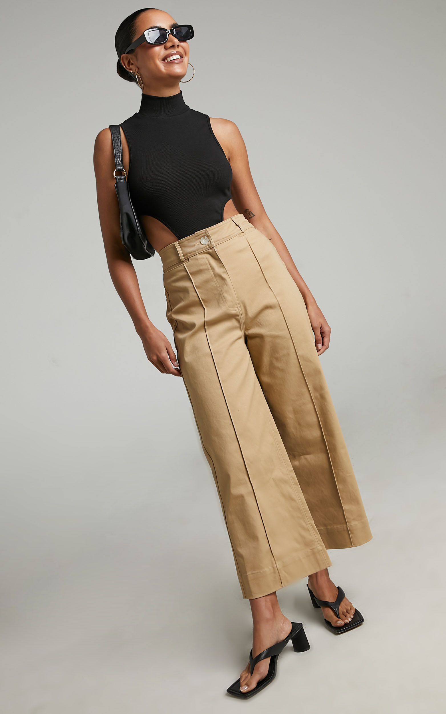 Katryna Pin Tuck Wide Leg Pants in Camel - 06, BRN1, hi-res image number null