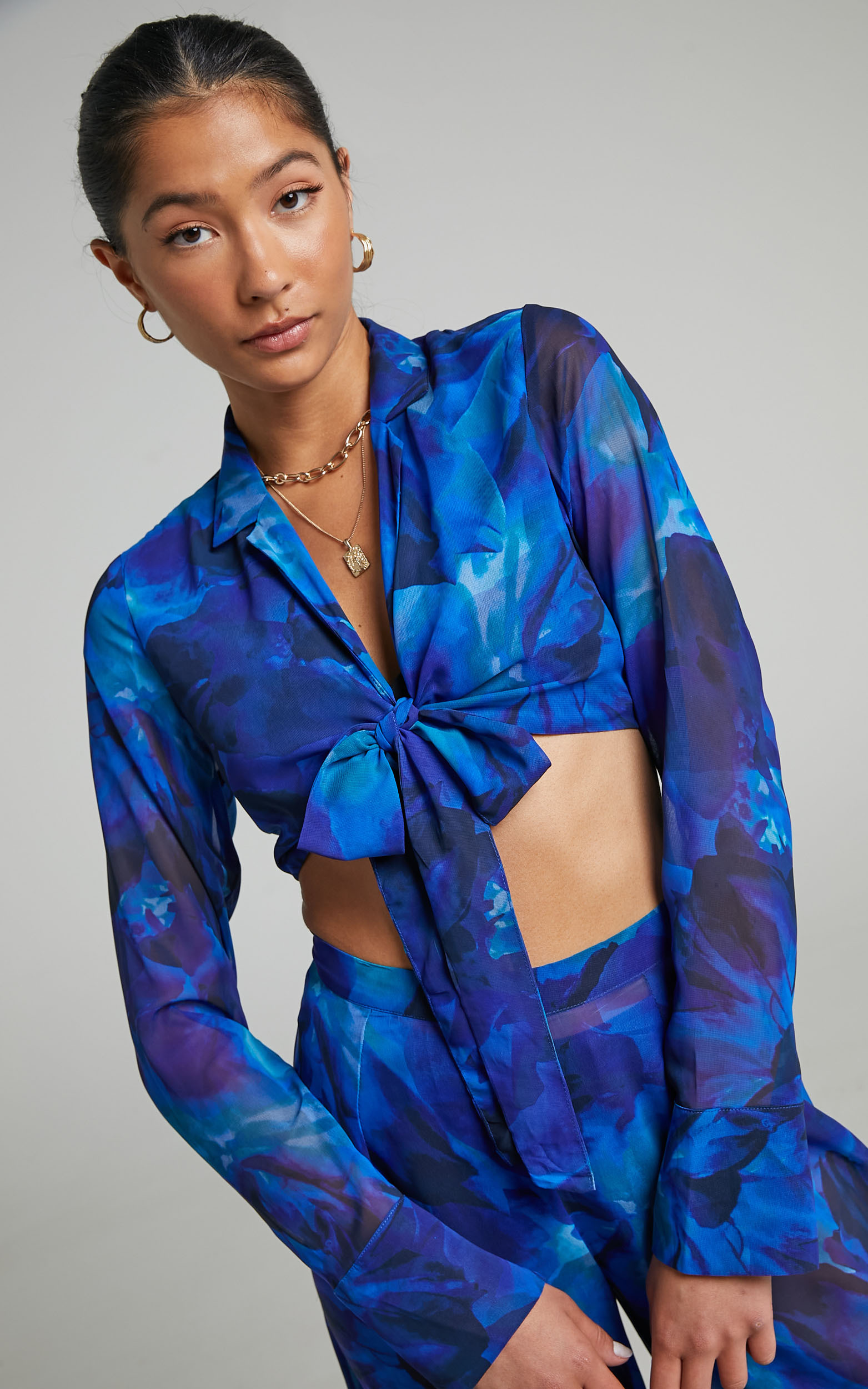 RUNAWAY THE LABEL - CALISTA BLOUSE in Blue - XS, BLU1, hi-res image number null