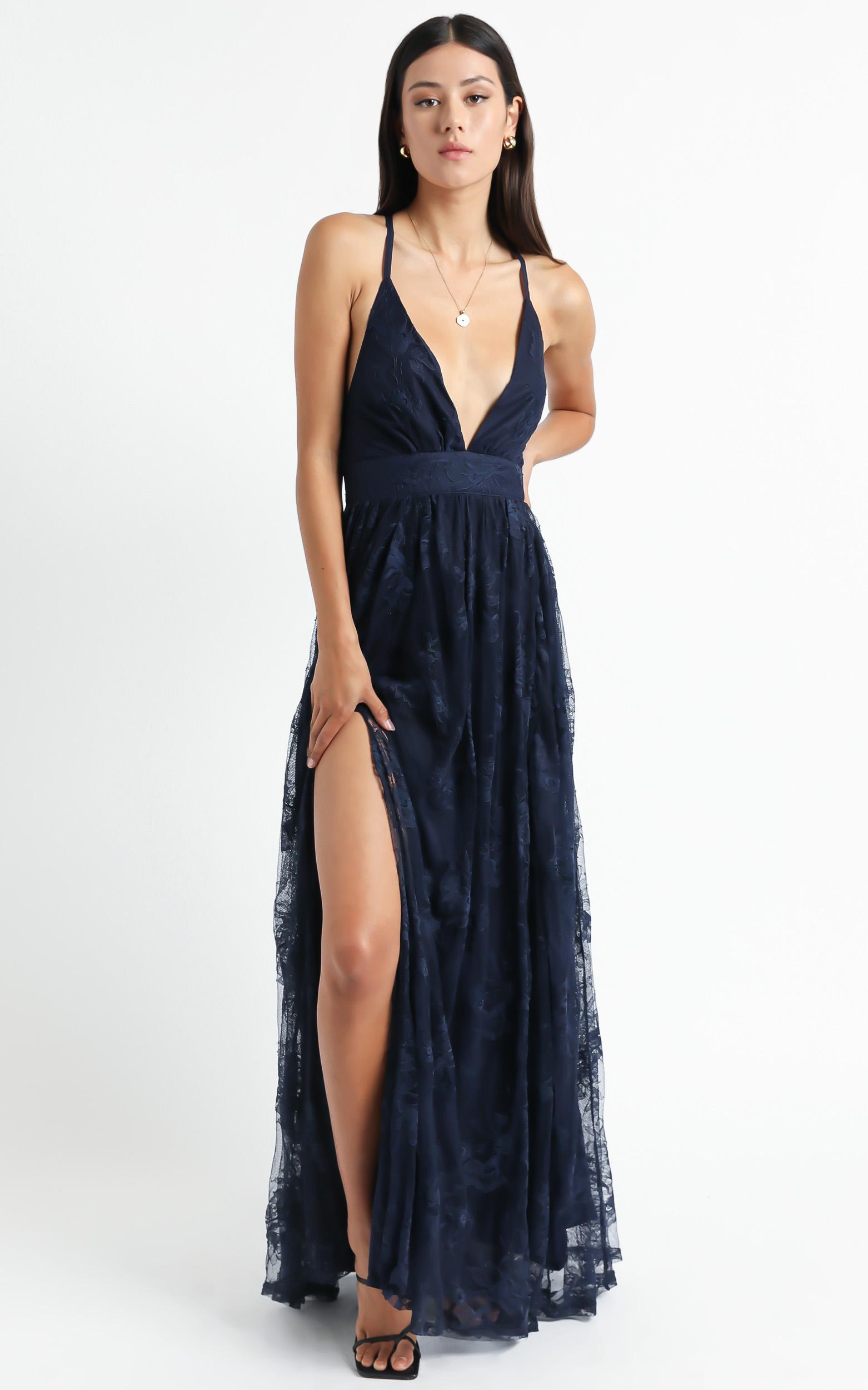 Prom Loving Plunge Maxi Dress in Navy Lace - 20, NVY1, hi-res image number null