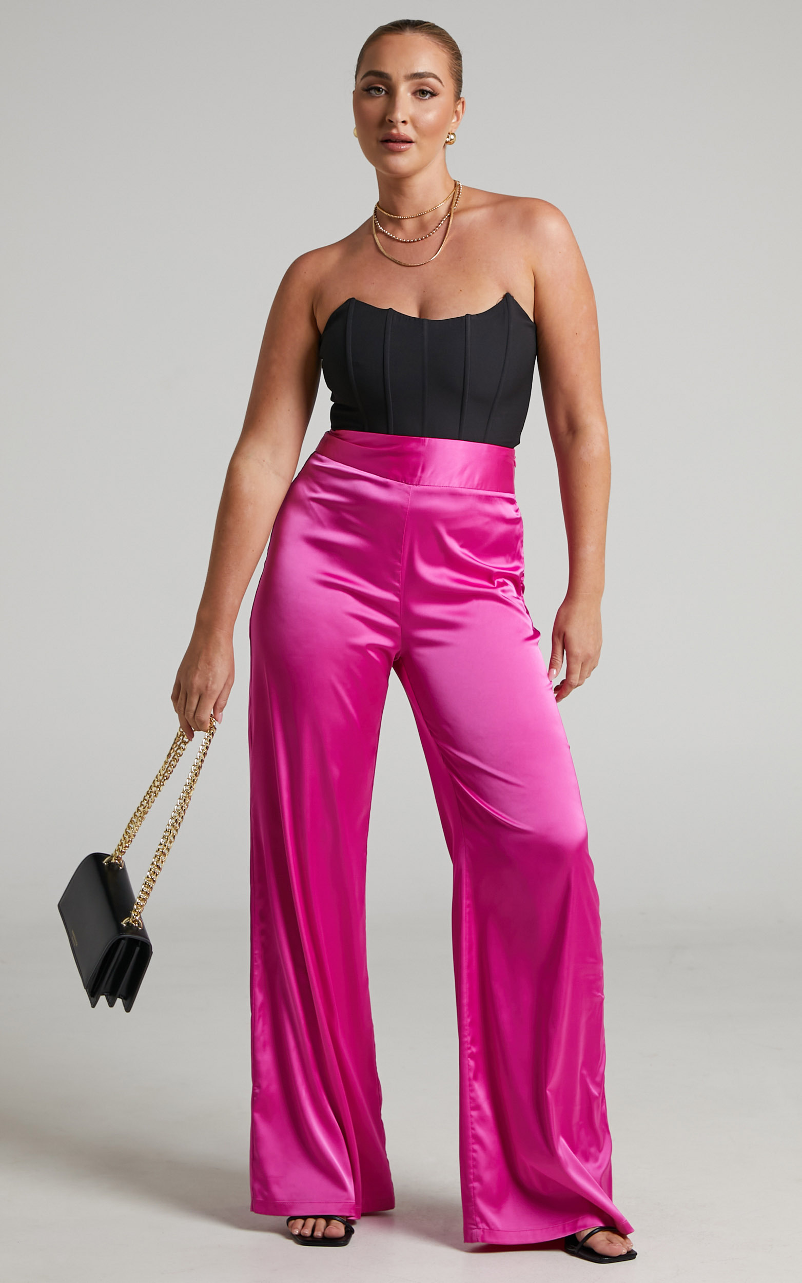 Kristelle High Waist Wide Leg Palazzo Pants in Hot Pink - 04, PNK1, hi-res image number null