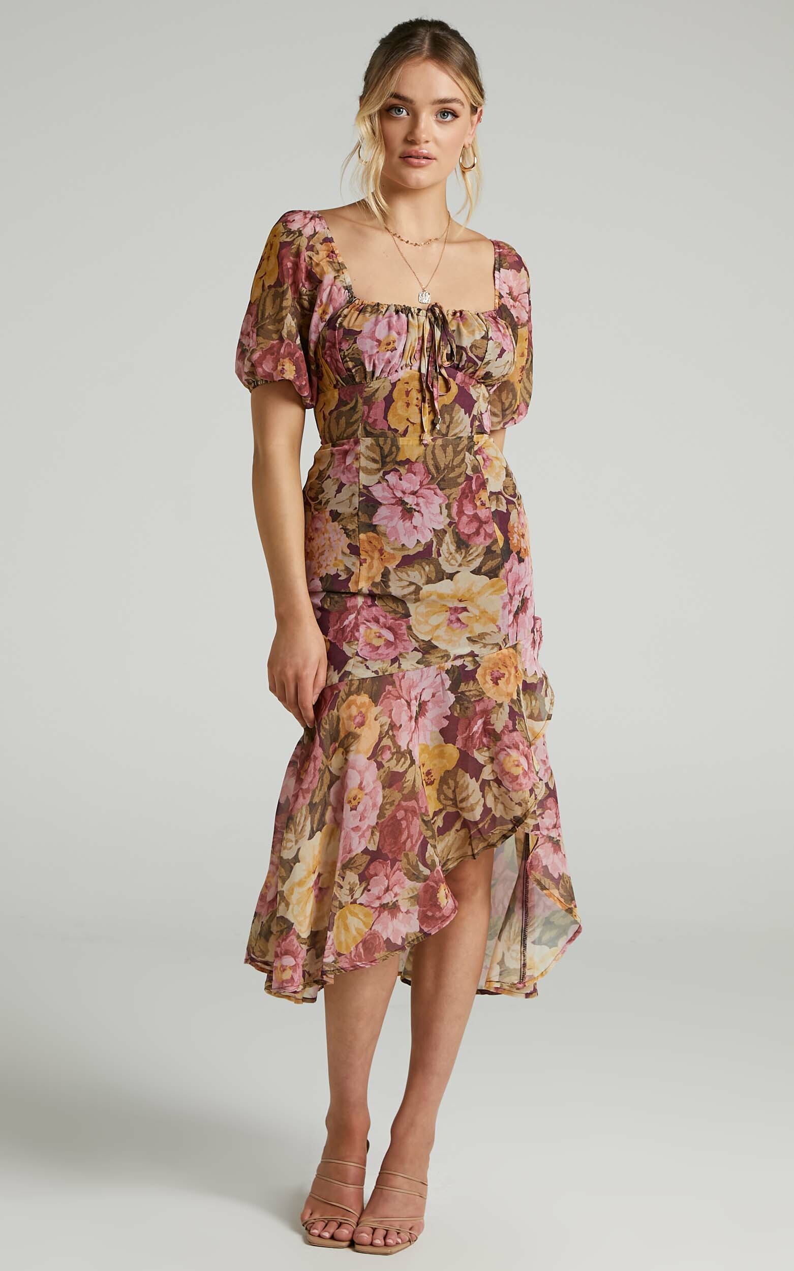 Jasalina Puff Sleeve Dress in Classic Floral | Showpo USA