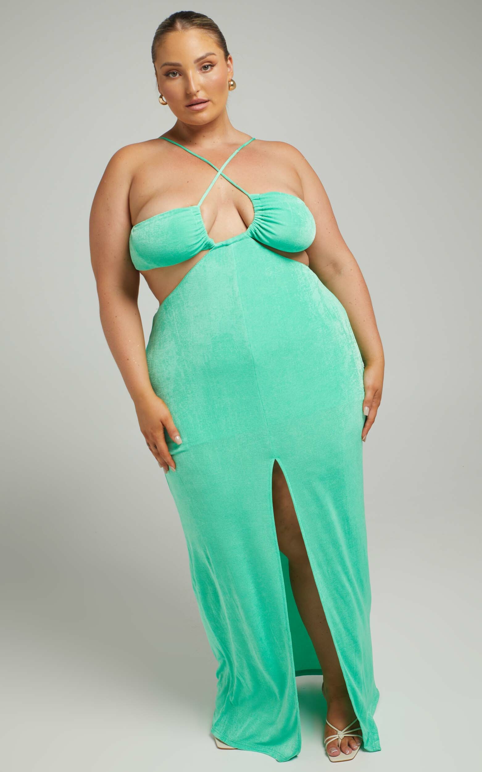 Belgrade Cut Out Strappy Maxi Dress in Sea Foam - 04, GRN1, hi-res image number null