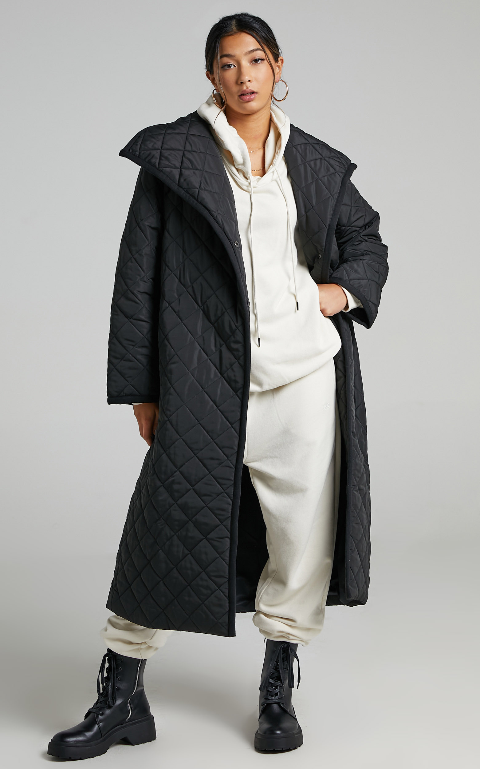 Miley Quilted Coat in Black - 14, BLK1, hi-res image number null