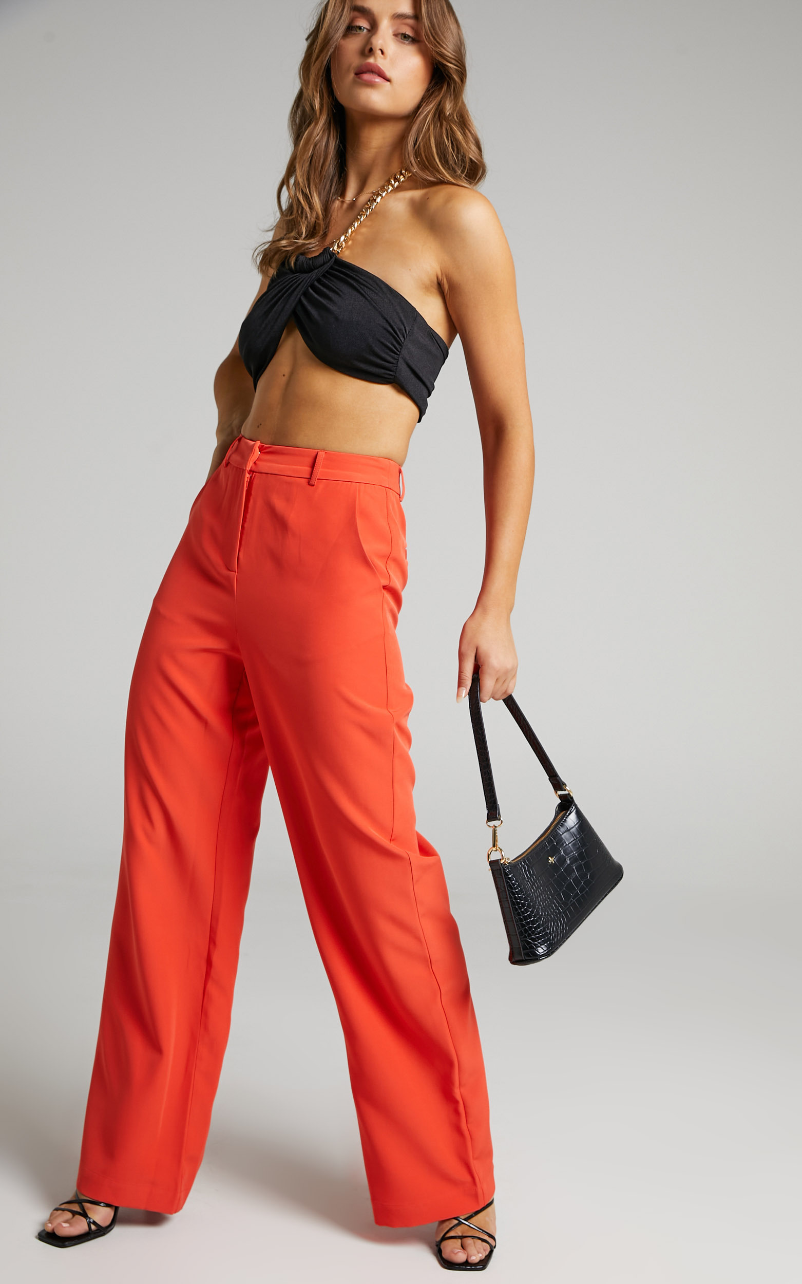Issy Tailored Wide Leg Pants in Orange - 04, ORG1, hi-res image number null